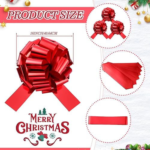 Miniatura 2 de Arco de Navidad para automóvil, lazo para envolver regalos con lazos de Navidad de 16 pies para decoración de autos, casas nuevas, lazo de regalo