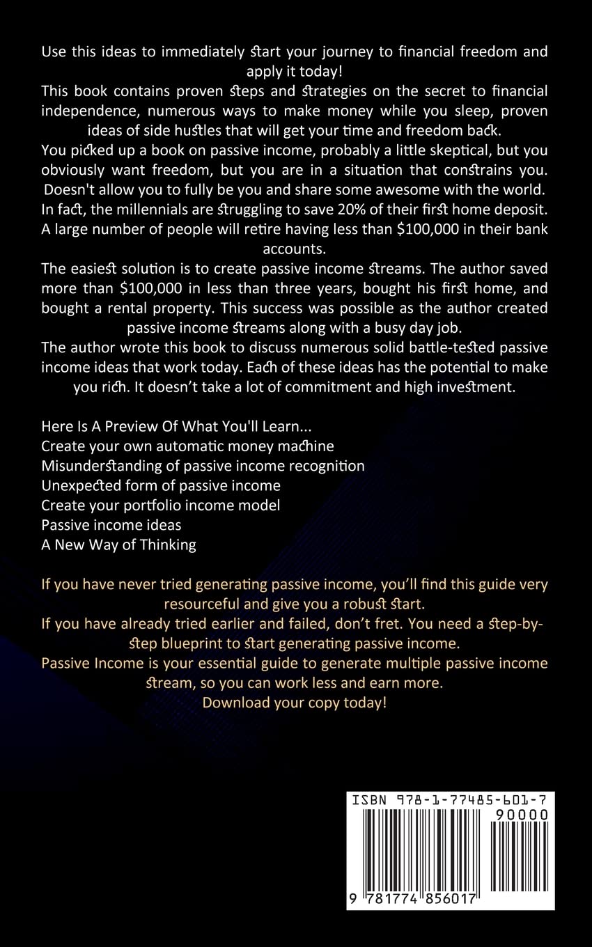 Passive Income: Proven Ideas Of Side Hustles To Make Money Online (Get Financial Freedom With Blogging, Ecommerce, Dropshipping And Affiliate Marketing)