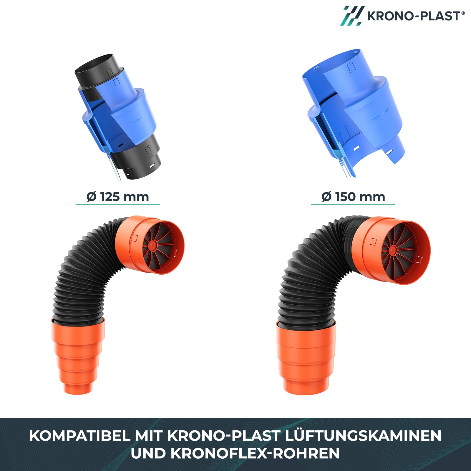 Kondenswassersammler 150 mm für Kronoflex Rohr | Kondenswasserabscheider, Zubehör für Rohr, Winkelrohr, Entlüfterkamin, flexibles Anschlussrohr und Flexschlauch