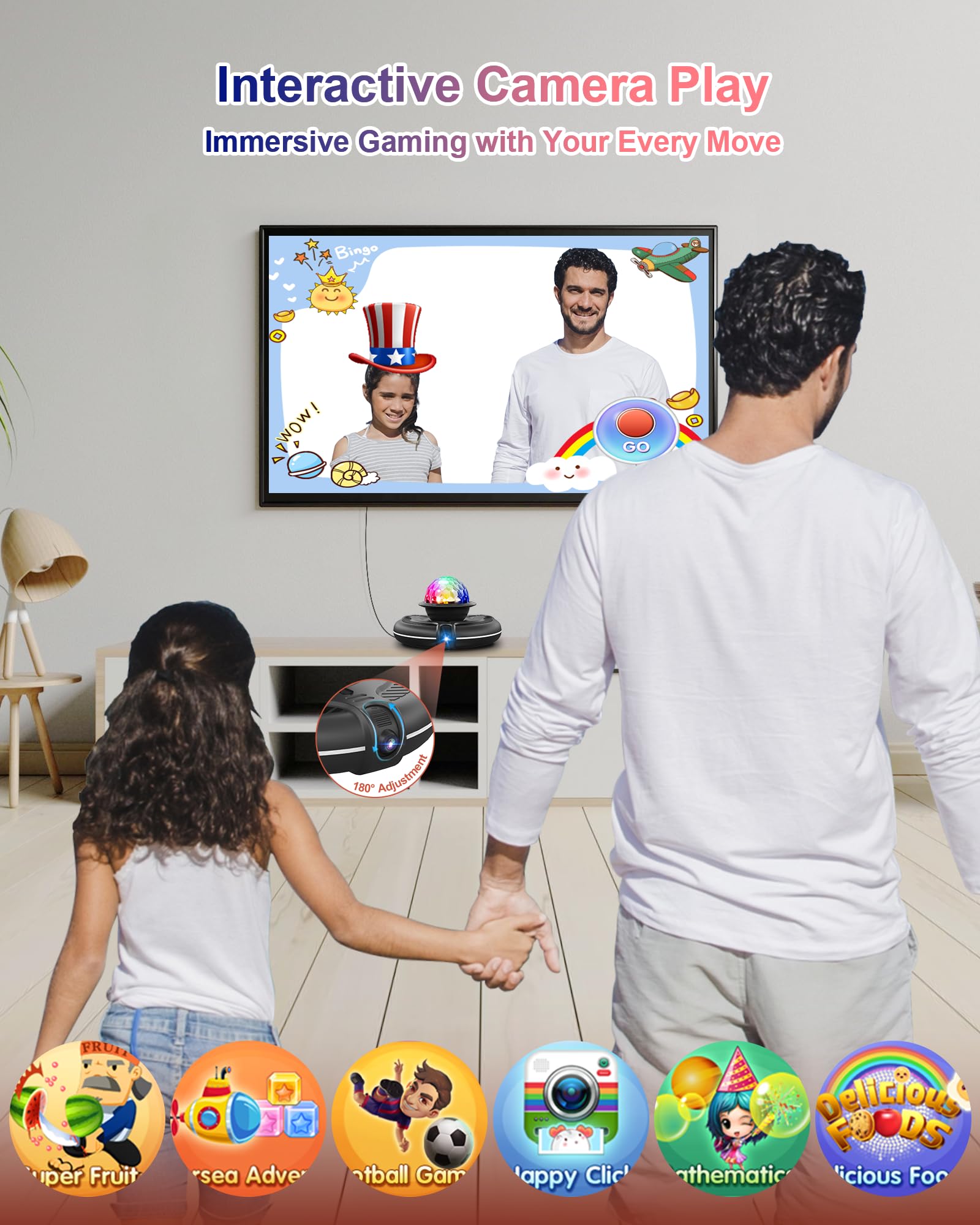 Acelufly Tappetino da Ballo - Elettronicoper Antiscivolo TV con Telecamera, 2 Maniglie Senza Fili e Palla da Discoteca Colorata, Gioco di Ballo per Bambini e Adulti, Regalo per Ragazzi e Ragazze