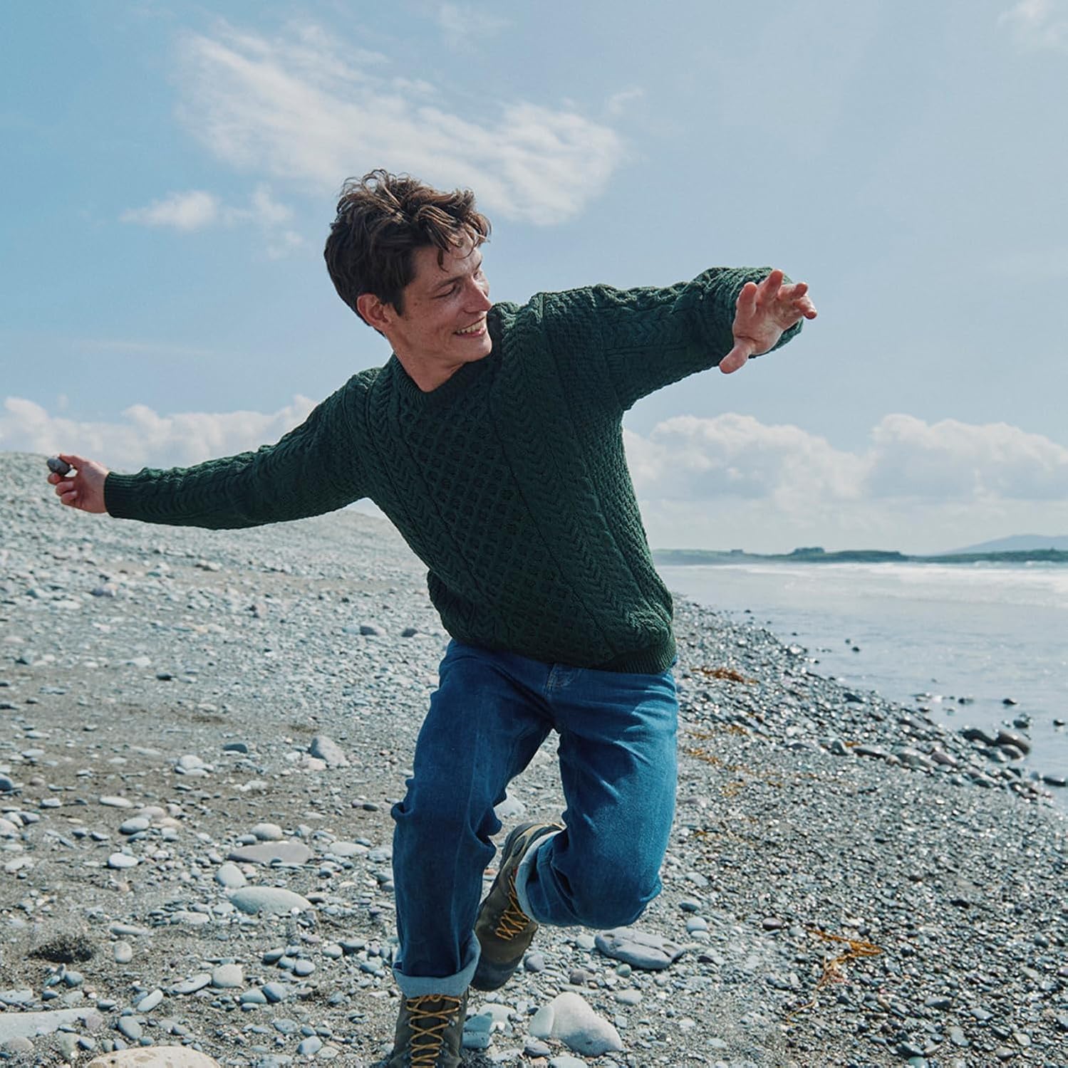 Aran Woollen Mills Inisheer Men’s Irish Cable Crew Neck Knit Sweater – 100% Merino Wool - Image 5