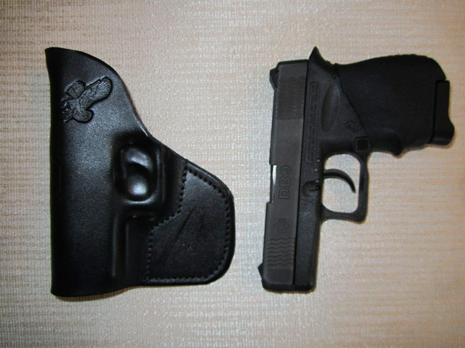 Fits Diamondback db9, IWB & Pocket, Formed Leather Holster, Right Hand