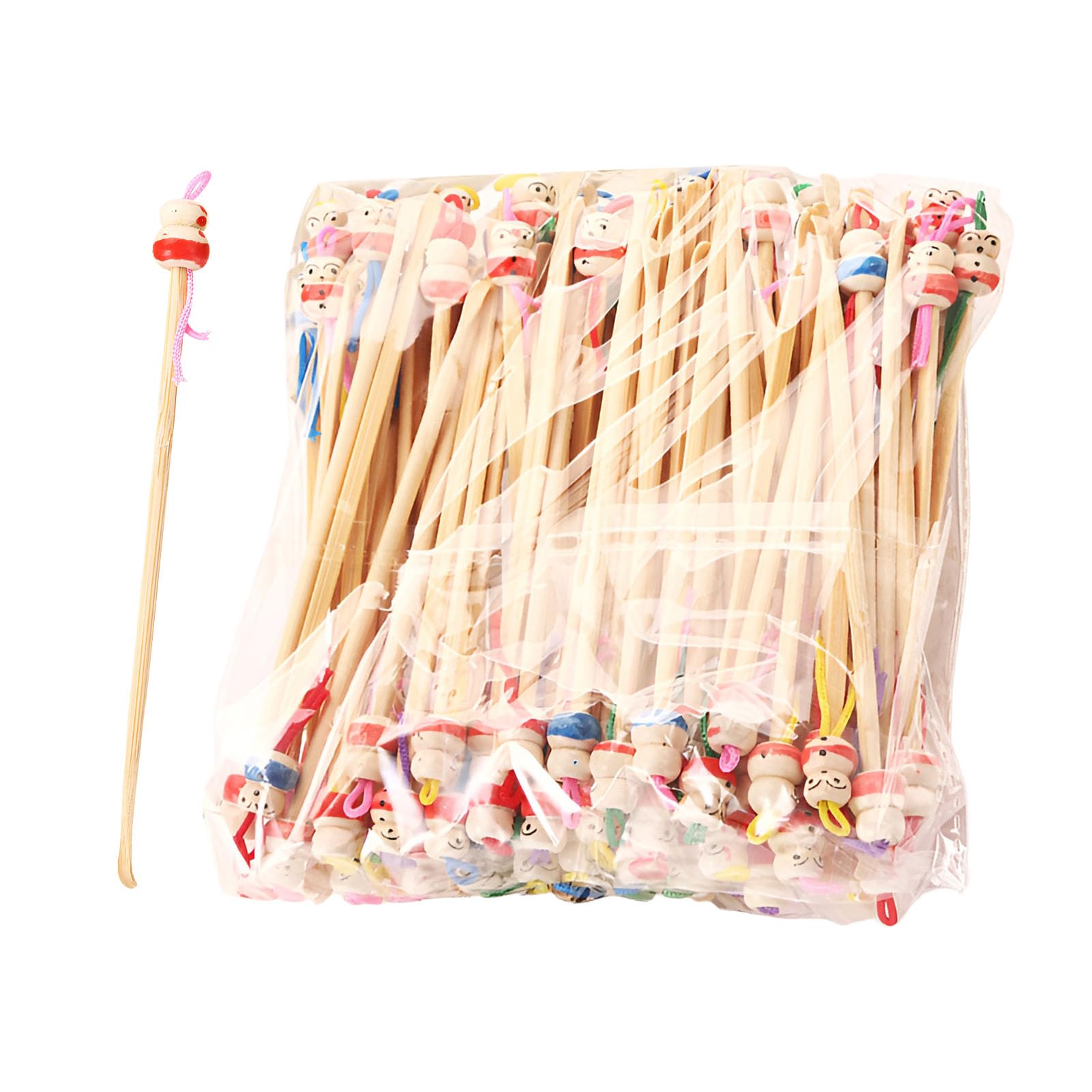 100Pcs Ear Pick Ear Cleaners for Adults Cute Doll Head Bamboo Earwax Remover Tool Ear Wax Cleaner for