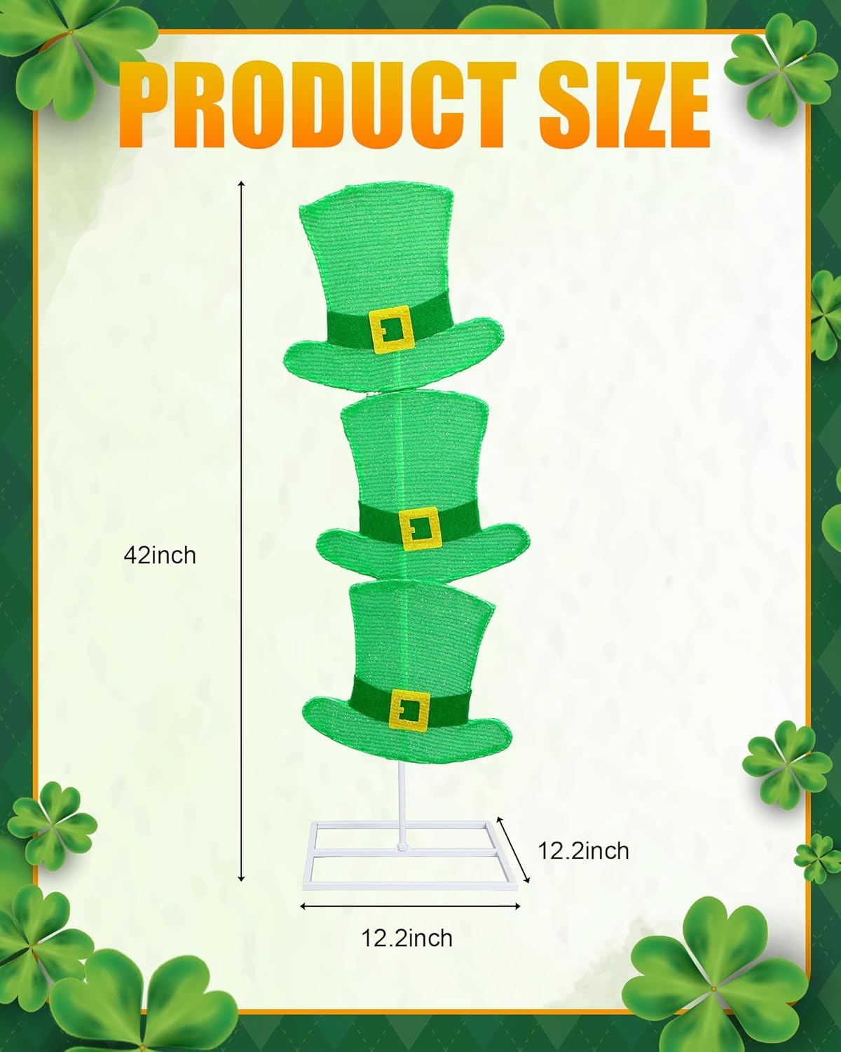 st. patrick's day theme lighted yard signs, 42 inch st patricks day yard outdoor decorations for saint patrick irish home lawn patio backyard garden decor(leprechaun hat)