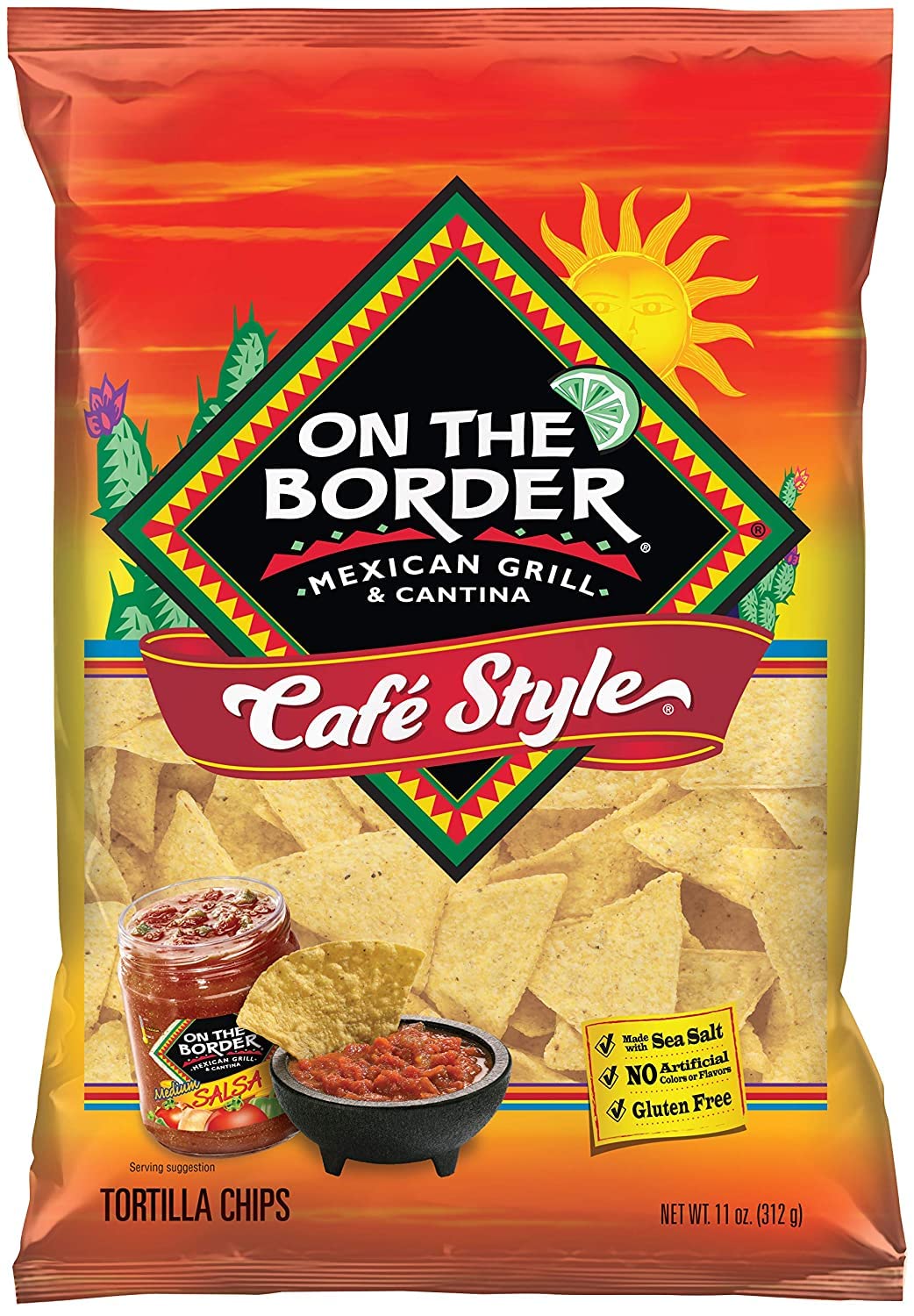 On The Border Cafe Style Tortilla Chips 11 oz (Pack of 3