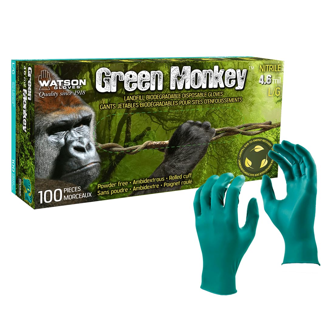 Watson Gloves Green Monkey 4 MIL Biodegradable Disposable Nitrile