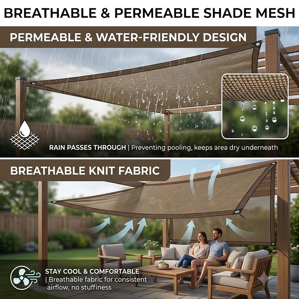 Red De Sombra Exterior, Malla Sombra Jardín 90% UV Toldo Vela De Sombreo | Tela De Lona Sombreo Con Ojales Permeable Toldo De Sombreado Protección Solar, Para Invernadero Plantas(10x12.0m)