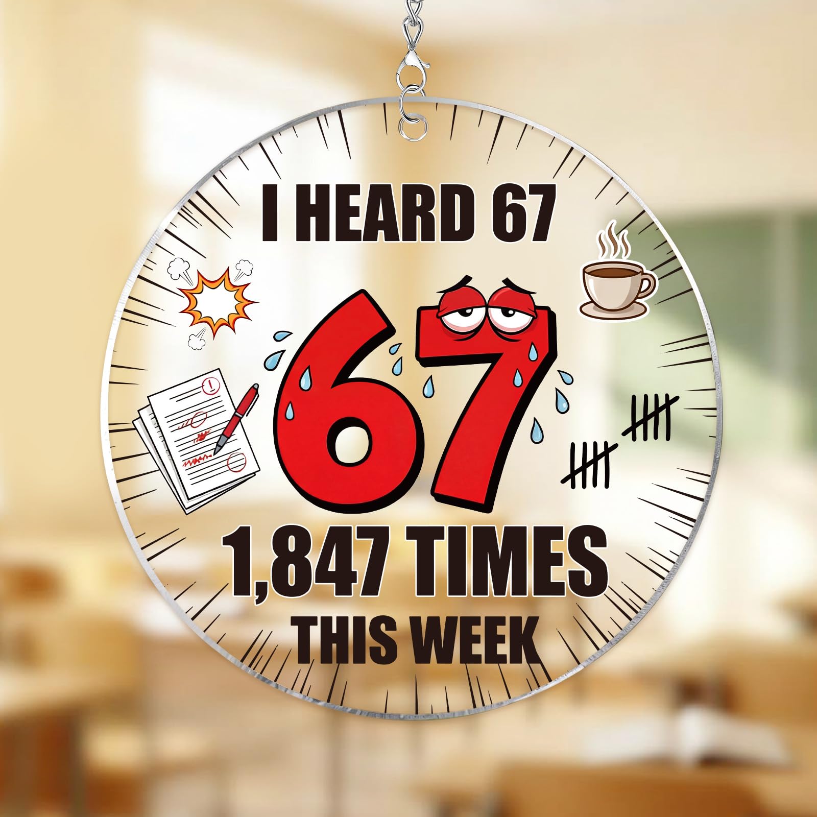 WaaHome I Heard 67 Times Funny Teacher Appreciation Gifts for Women - Humor End of Year Graduation Gift for Teachers from Gen Z Students Teenagers, 67 Meme Teacher Ornament Car Charm Decor