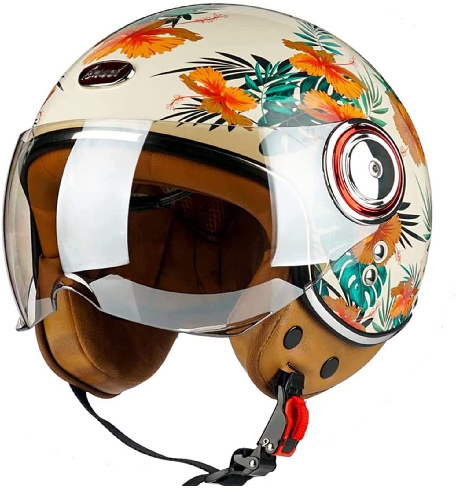 Casque moto jet avec visiere style retro pour scooter et chopper