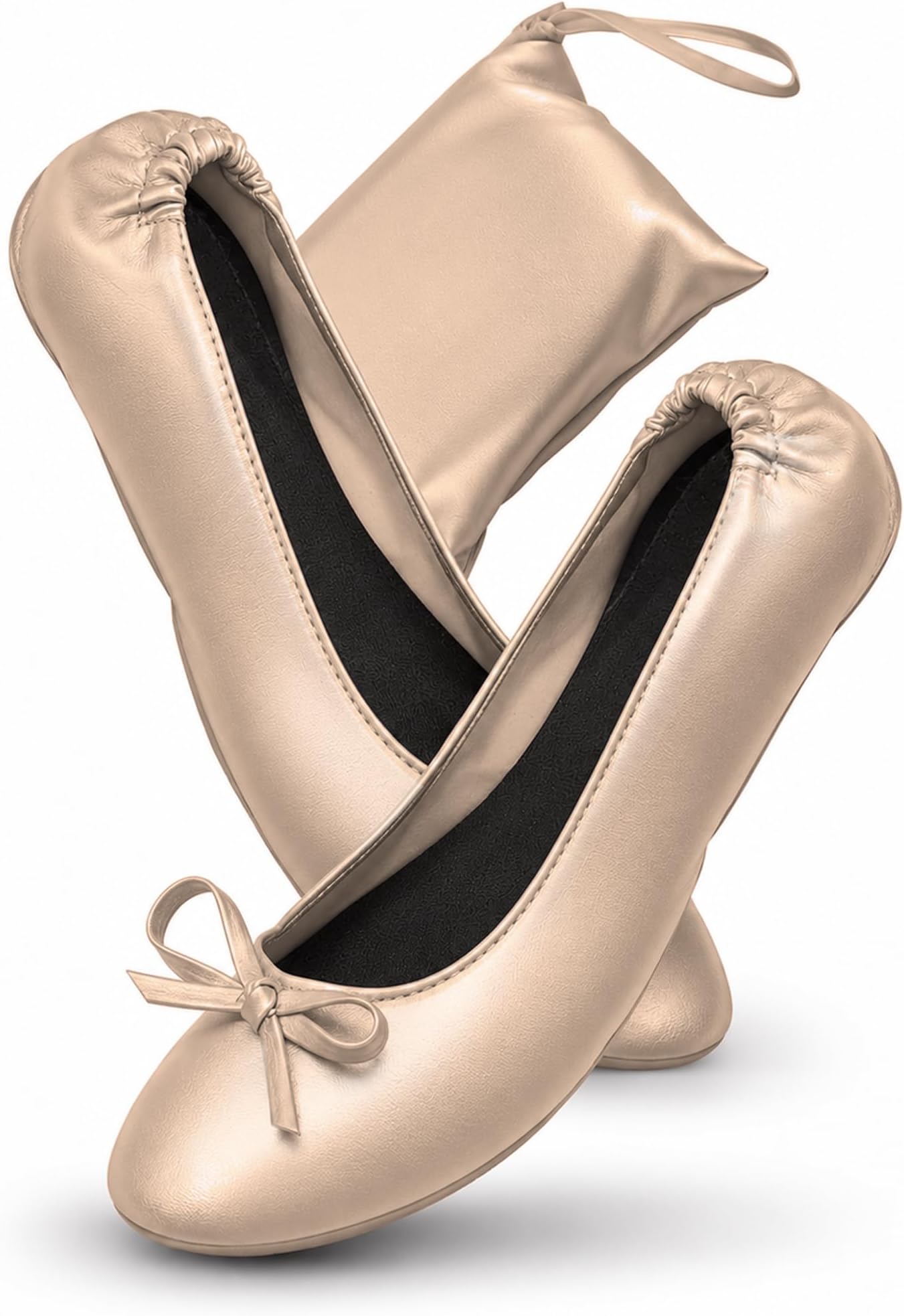 After Party Shoes with Foldable Bag Ballet Pumps Roll up Pumps