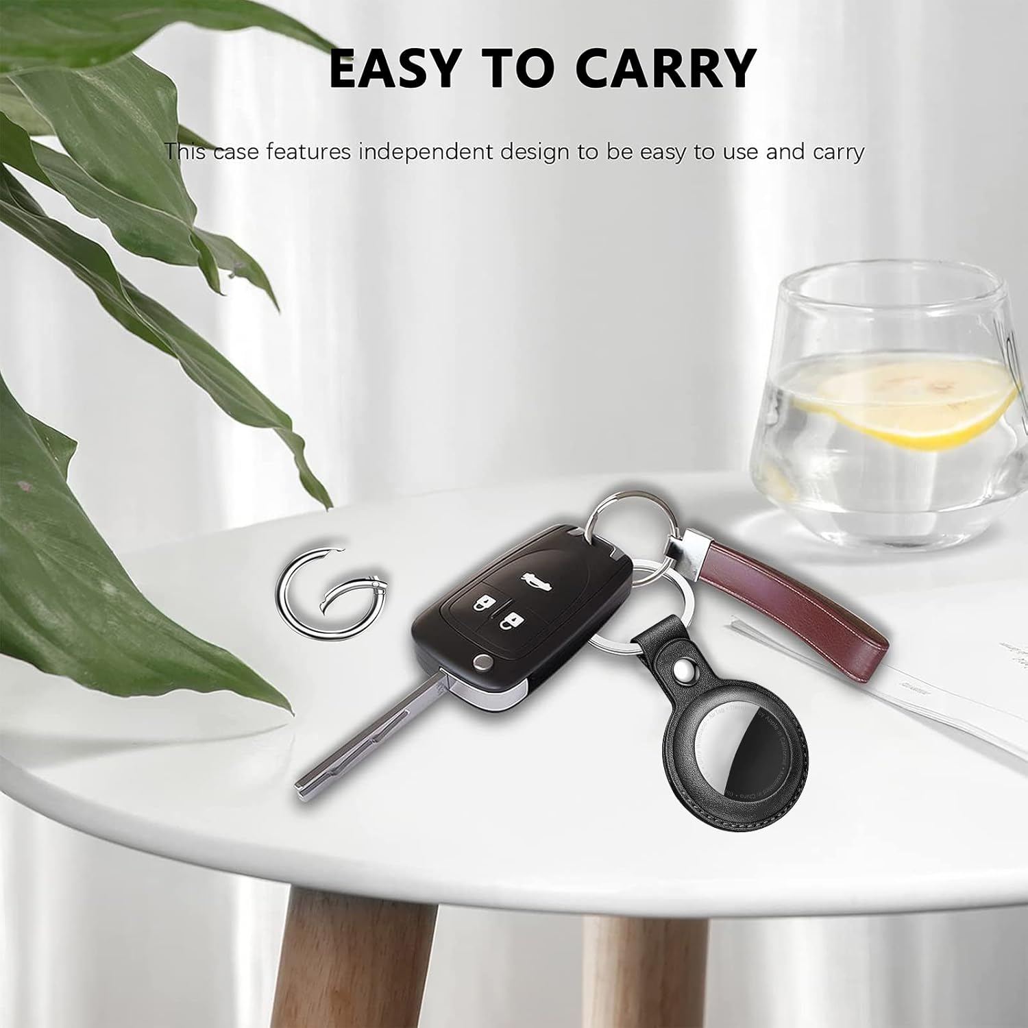 2 pack leather airtag case for apple airtag tracker airtags case with anti lost keychainprotective air tag keyring holder cases coverfinder airtag