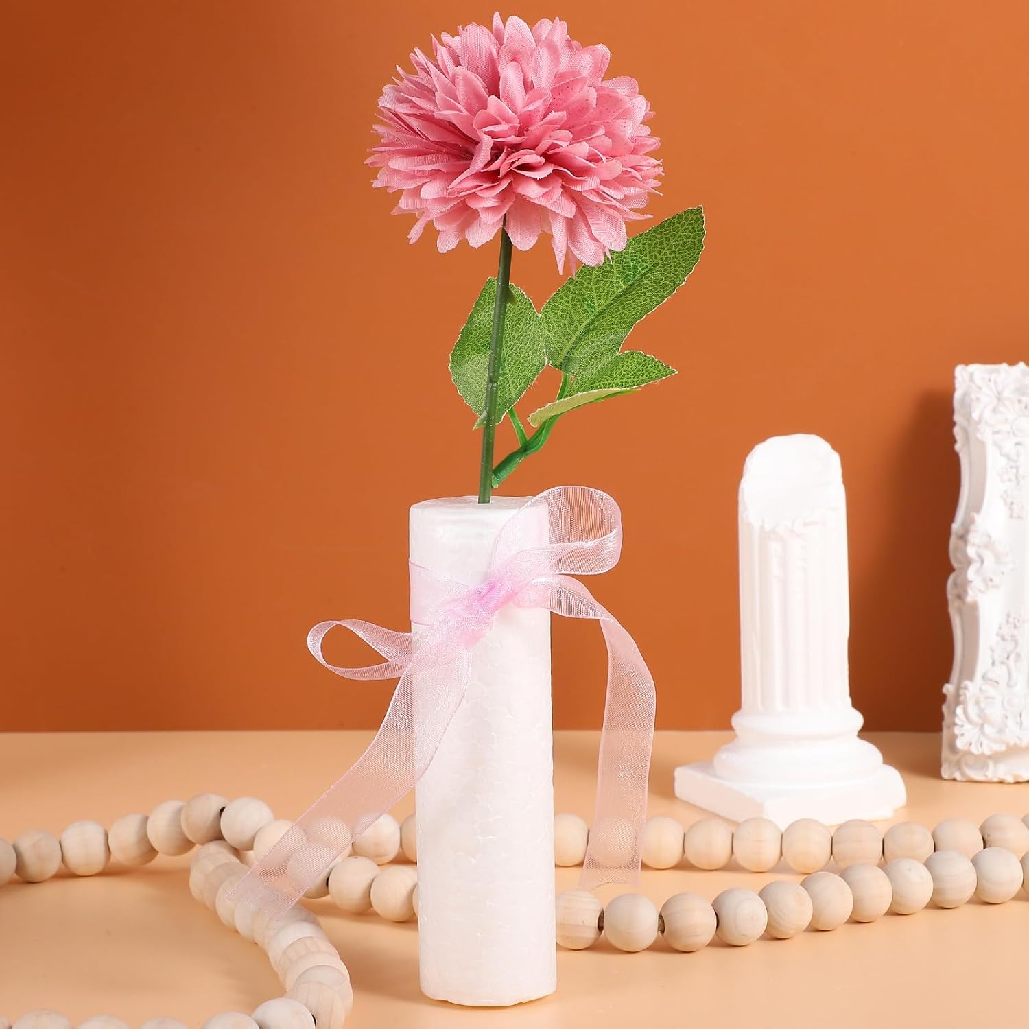 6Pcs 5 Inch Foam Cylinders for Crafts, Foam Tube Rods White Polystyrene Cylinder for Modeling Flower Arrangements
