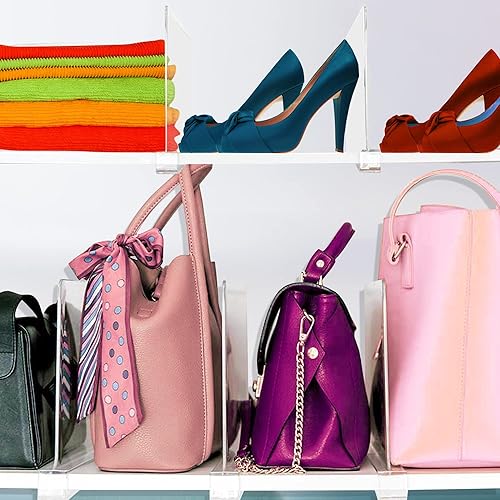 Miniatura 7 de Whirlbliss - Separadores de estantes acrílicos para organización de armario, organizadores de estantes transparentes para estantes de armario de