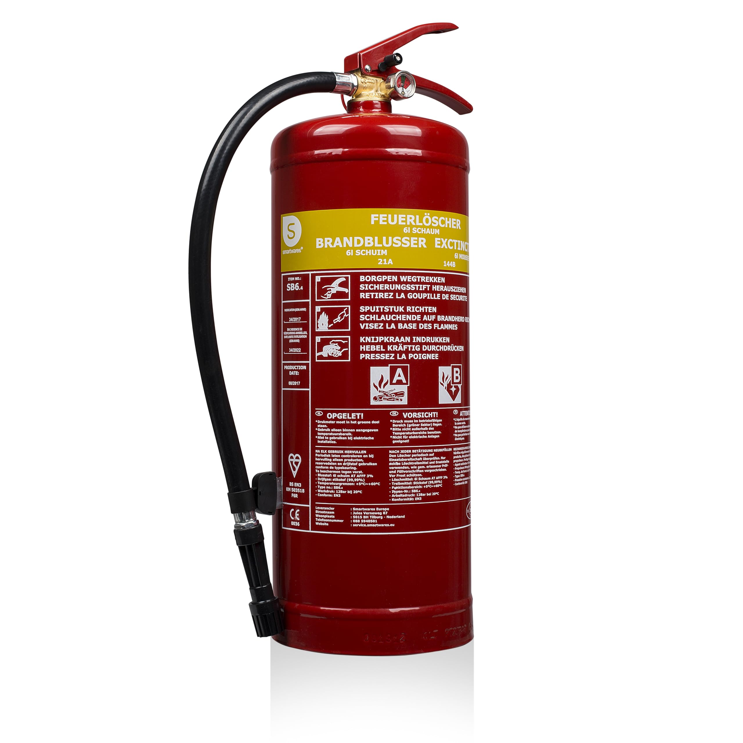 Smartwares FEX-15266 Schaum-Feuerlöscher, Rot