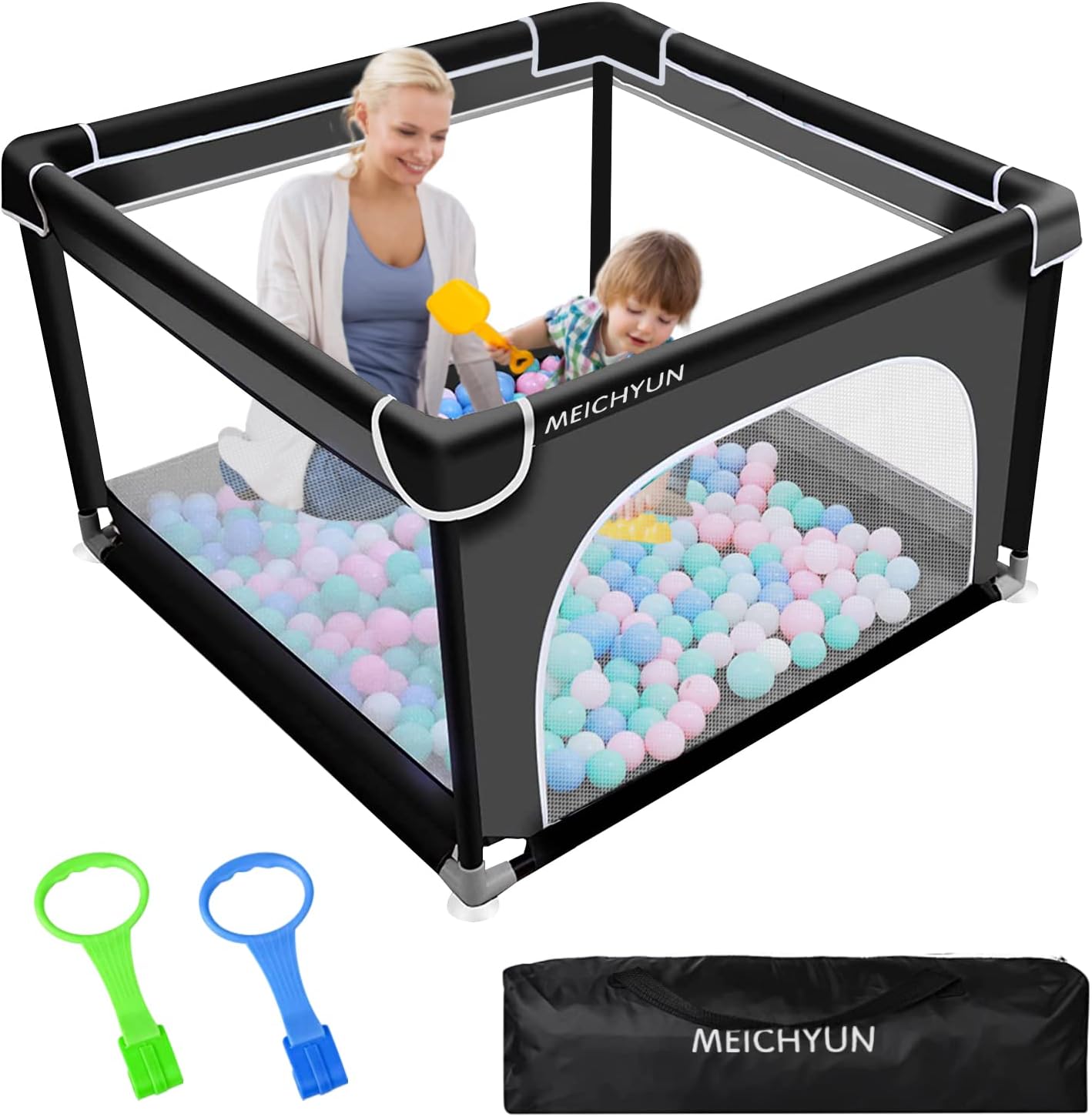 Baby Playpen,Playpen for Babies and Toddlers,Baby Play Yards Indoor,Safety Play Yard for Babies with Soft Breathable Mesh,No Gaps Large Baby Playpen, Small Baby Playpens(36”×36”,Black)