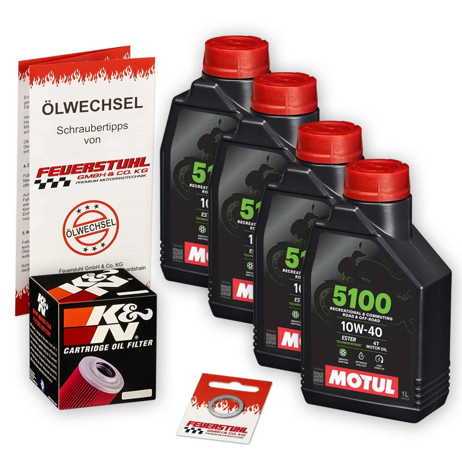 Öl & Ölfilter für Honda CB 1100, 2013-2014 (SC65), Ölwechsel Set 10W-40 ESTER Motoröl + K&N RACING Filter + Dichtring(e)