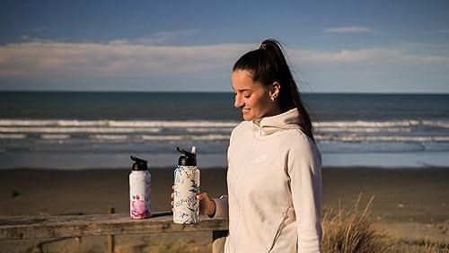 Miniatura 6 de THILY Botella de agua deportiva de acero inoxidable aislada al vacío de 32 onzas, botella de agua de boca ancha a prueba de fugas con 2 tapas y