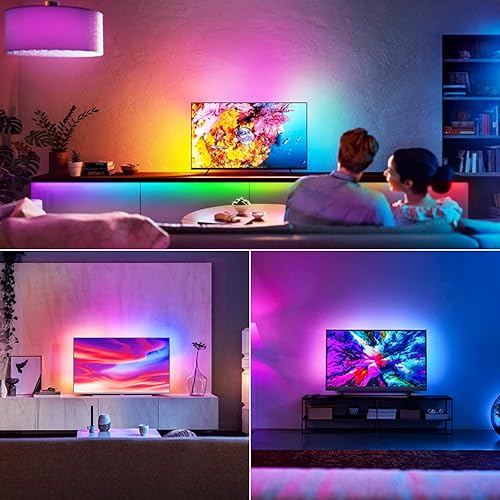 Miniatura 7 de iNextStation Tira de luces LED de neón de 6.56 pies, luces LED RGB inteligentes de neón con aplicación y temporizador de control remoto,
