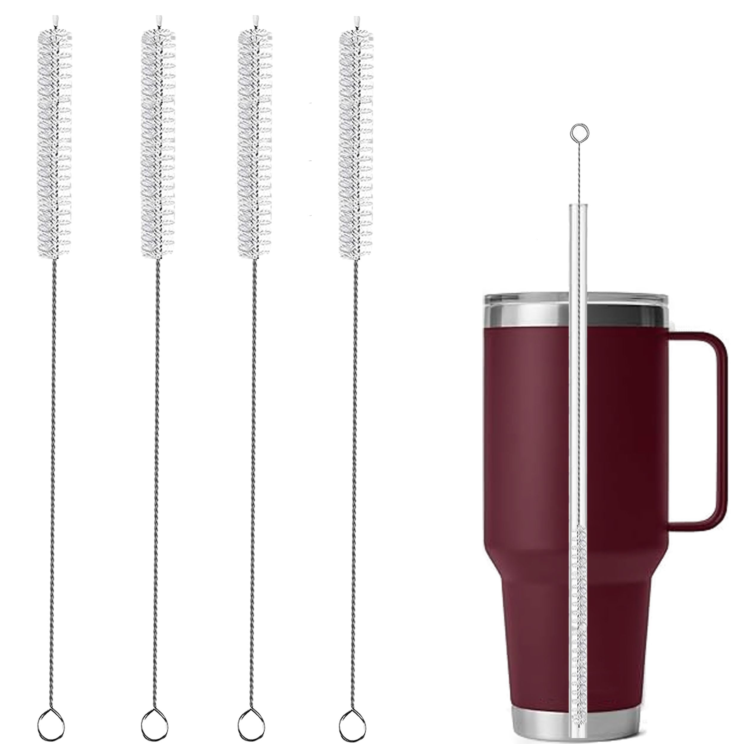 ClDYAUST Straw Cleaner Brush for Stanley Cup, Straw Cleaning Brush by 304 Stainless Steel and Nylon Bristles, Straw Brush for Baby Bottles, Glass/Silicone Straws or Hummingbird Feeders.