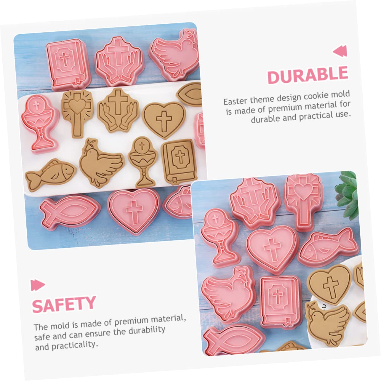 Amosfun 5 Ensembles Moule Accessoires De Pâtisserie Pour Biscuits Emporte-pièces Pour Fondants Scone Outil De Cuisson De Pâques Fournitures De Pâtisserie Nourriture Pp Rose 8 Pièces * 5