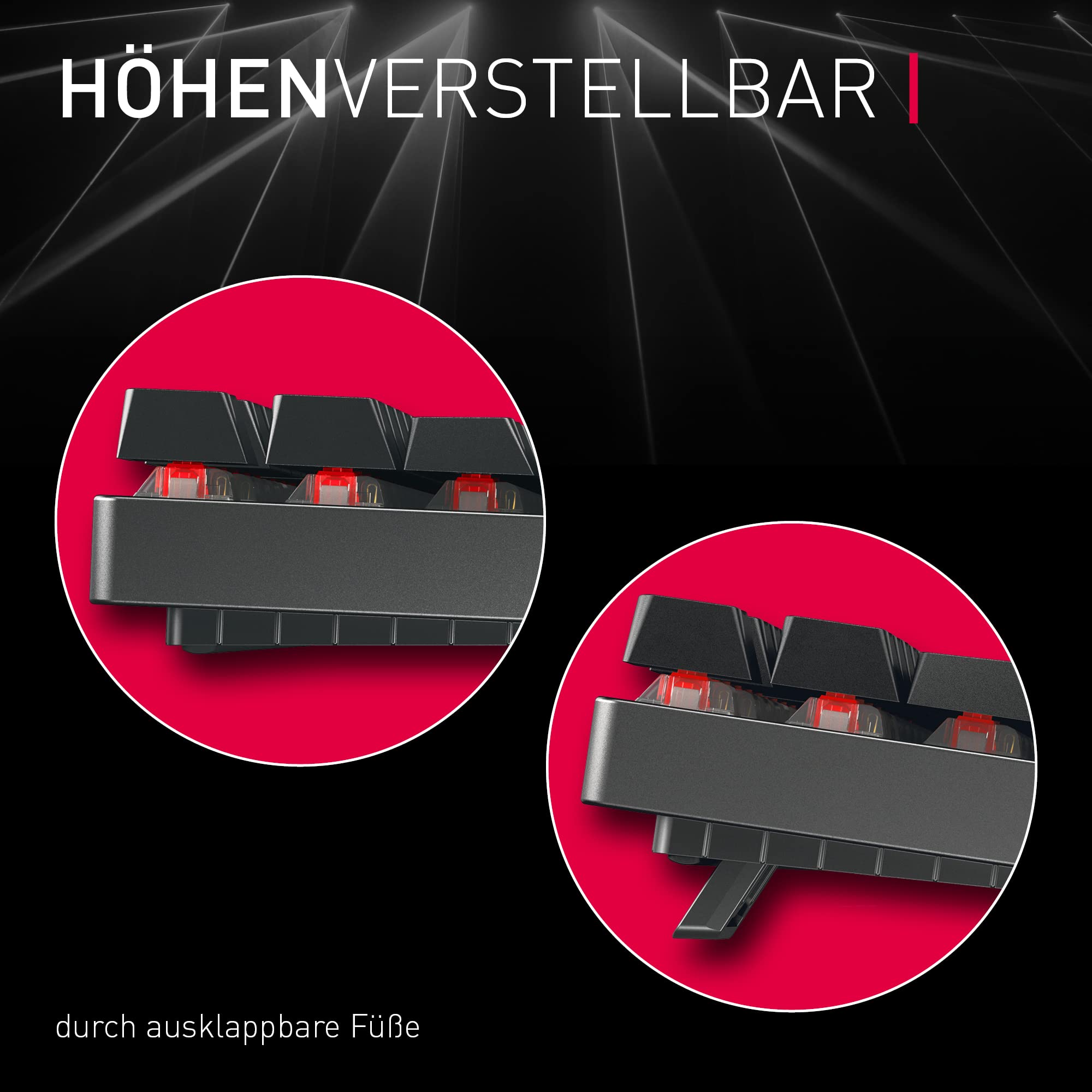 CHERRY MX 8.2 TKL Wireless, Kabellose Gaming-Tastatur ohne Nummernblock, Deutsches Layout (QWERTZ), Bluetooth, 2,4 GHz und Kabel, MX2A RED Switches, Schwarz