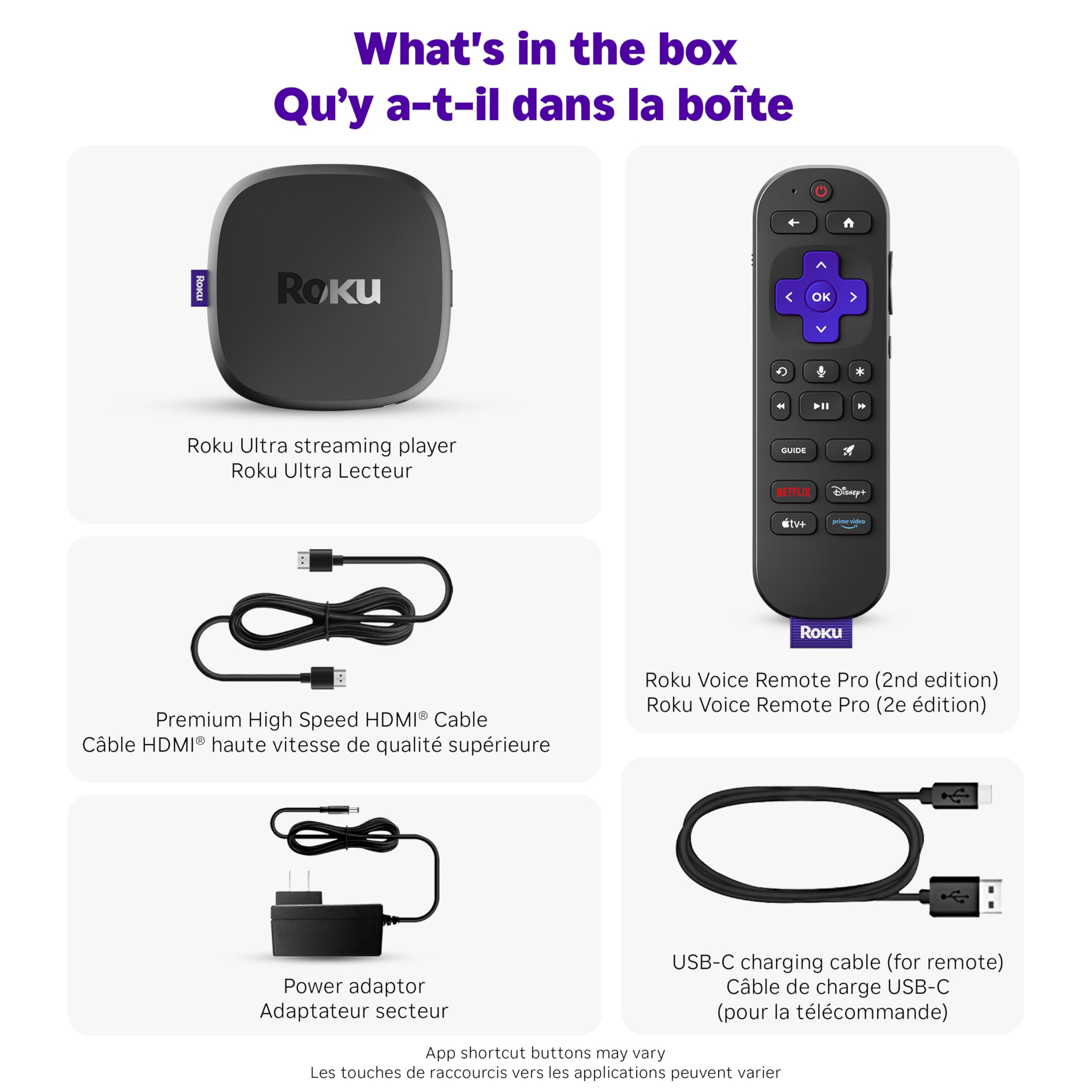 Roku Ultra 2024 | El Mejor Reproductor de transmisión - Dispositivo de transmisión 4K con HDR10+, Dolby Vision y Atmos - Bluetooth y Wi-Fi 6 - Control Remoto de Voz Recargable Pro con Botones