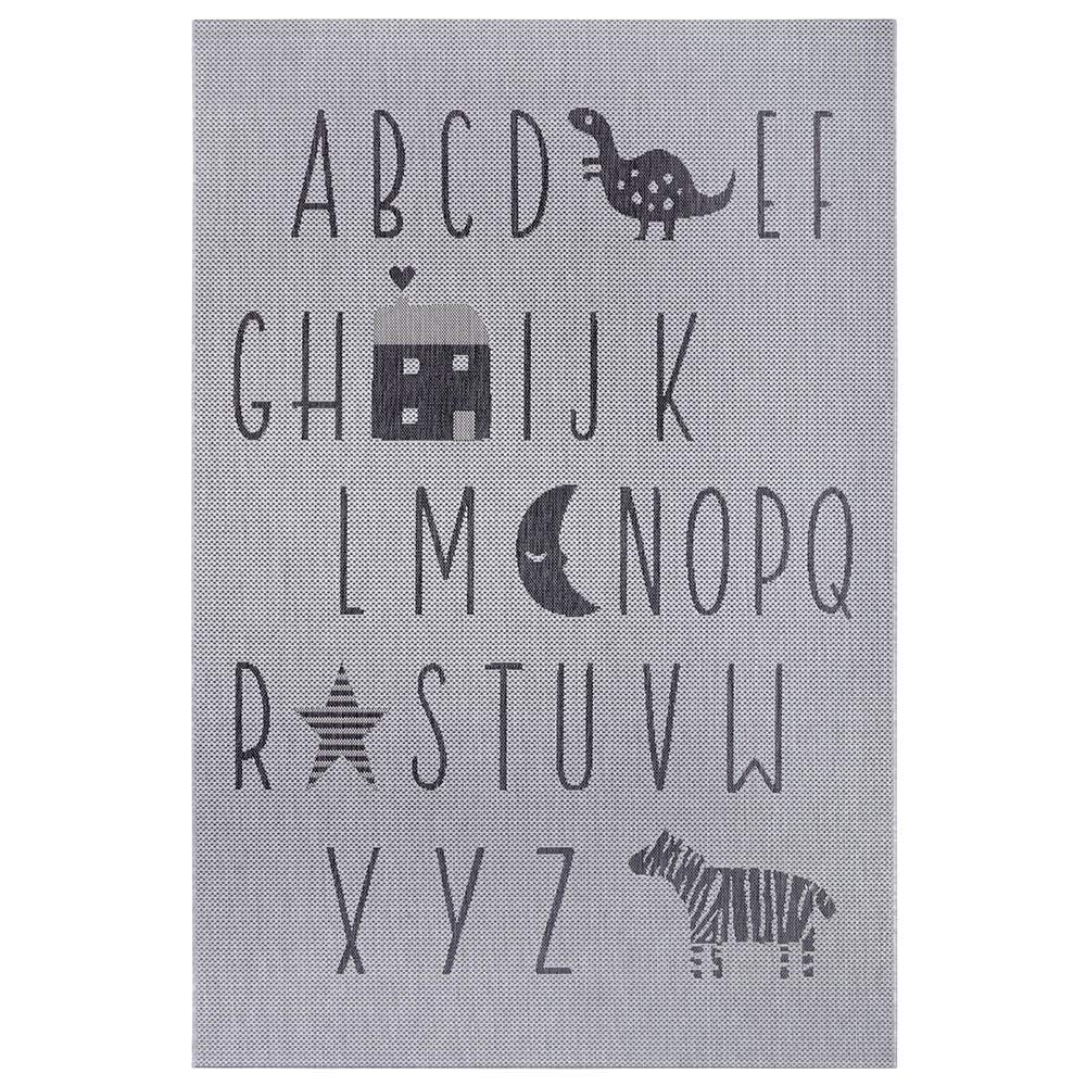 Tapis enfant tissé à plat ABC gris 80x150 cm Hanse Home