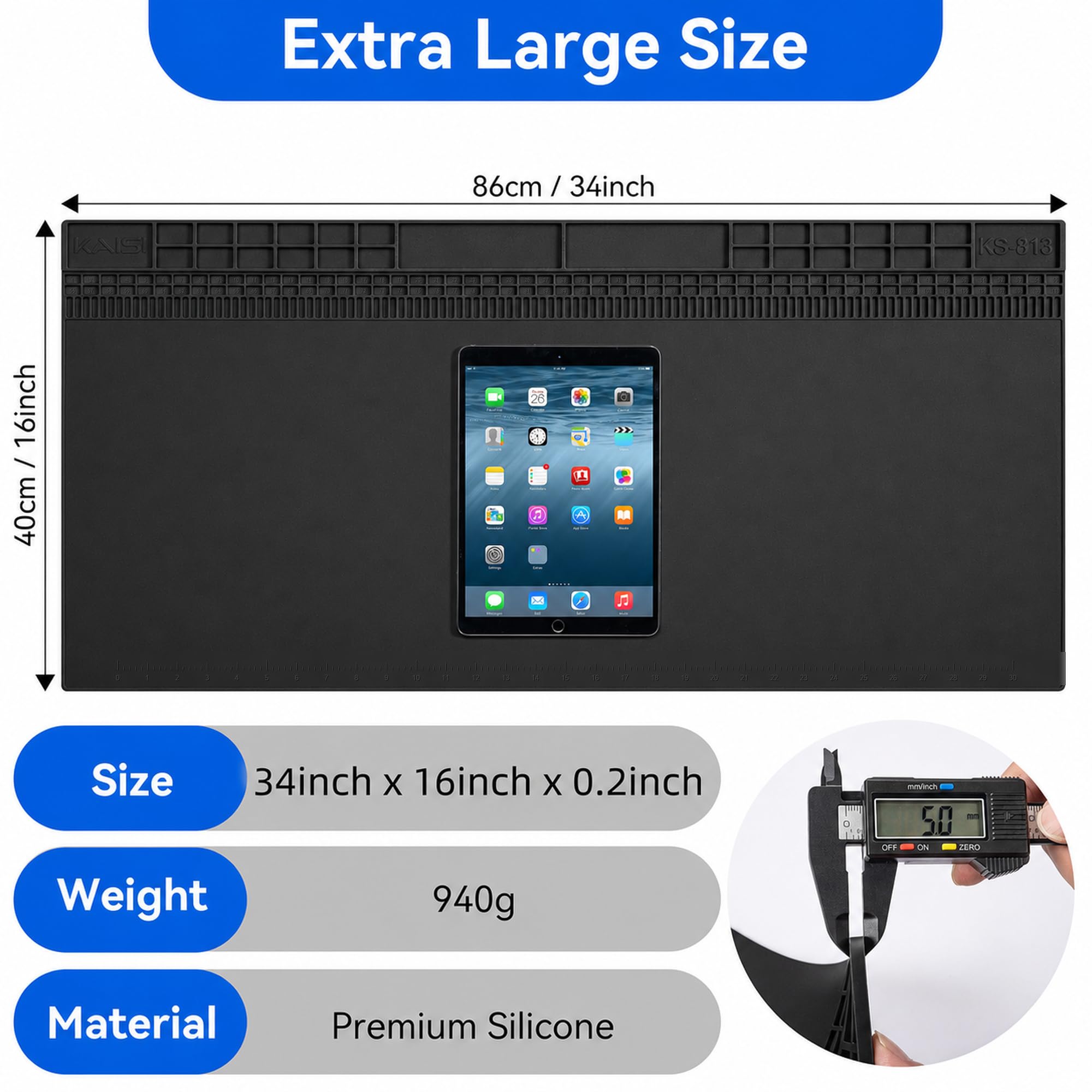 Kaisi KS813 Extra Large Soldering Mat, Heat Resistant Silicone Solder Mat — Amazon image 2