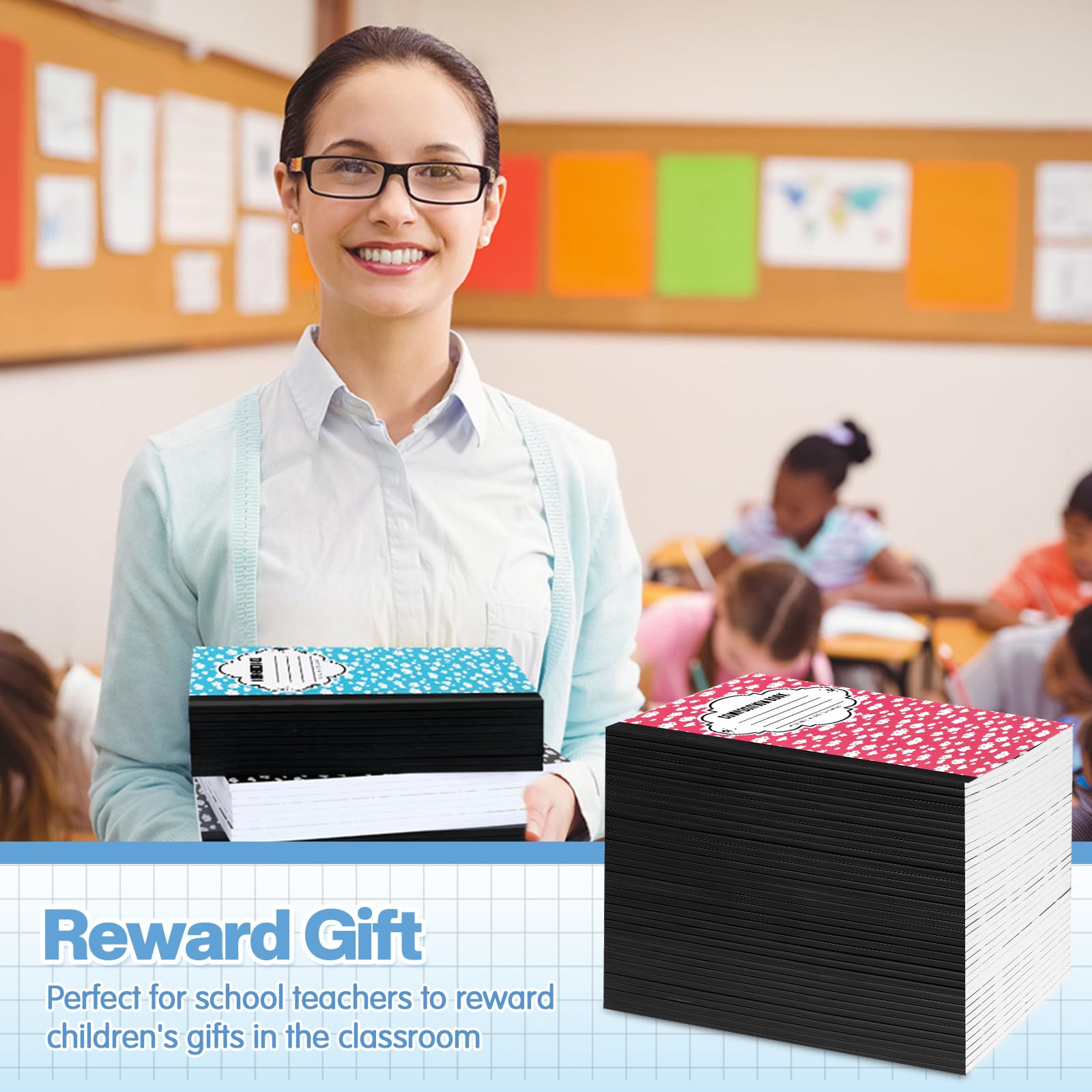 Colarr 100 Pcs Mini Composition Notebook Bulk Cute Wide Ruled Small Composition Books 3 x 4.5 Inch Pocket Composition Note Pad Multicolor Journal Notebooks for Kids School Office Home Writing Supplies