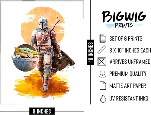 Miniatura 2 de BigWigPrints Póster de Baby Yoda – Baby Yoda & Star Wars decoración de pared, decoración de habitación para niños y guardería, paquete de 6 (8 x 10