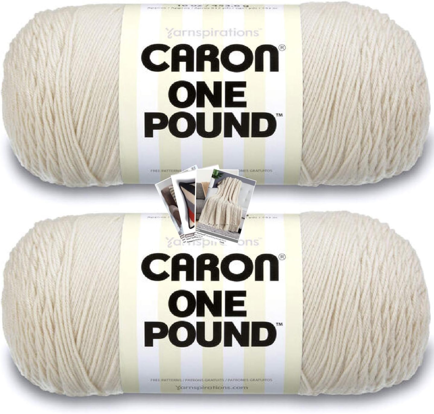 Noyiyu Caron One Pound Yarn - 2 Pack with Pattern Cards in Color (Off White)