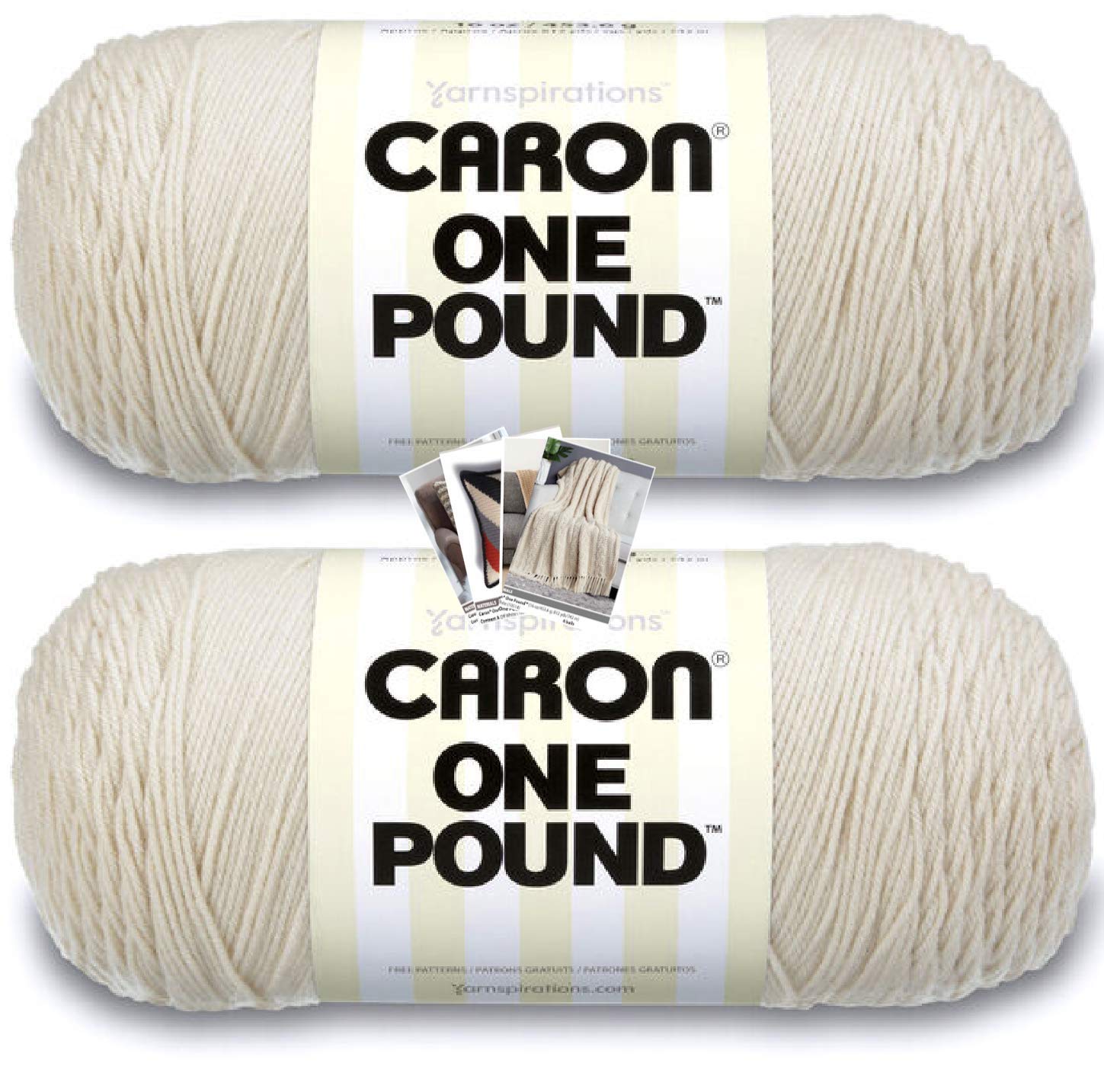Noyiyu Caron One Pound Yarn - 2 Pack with Pattern Cards in Color (Off White)