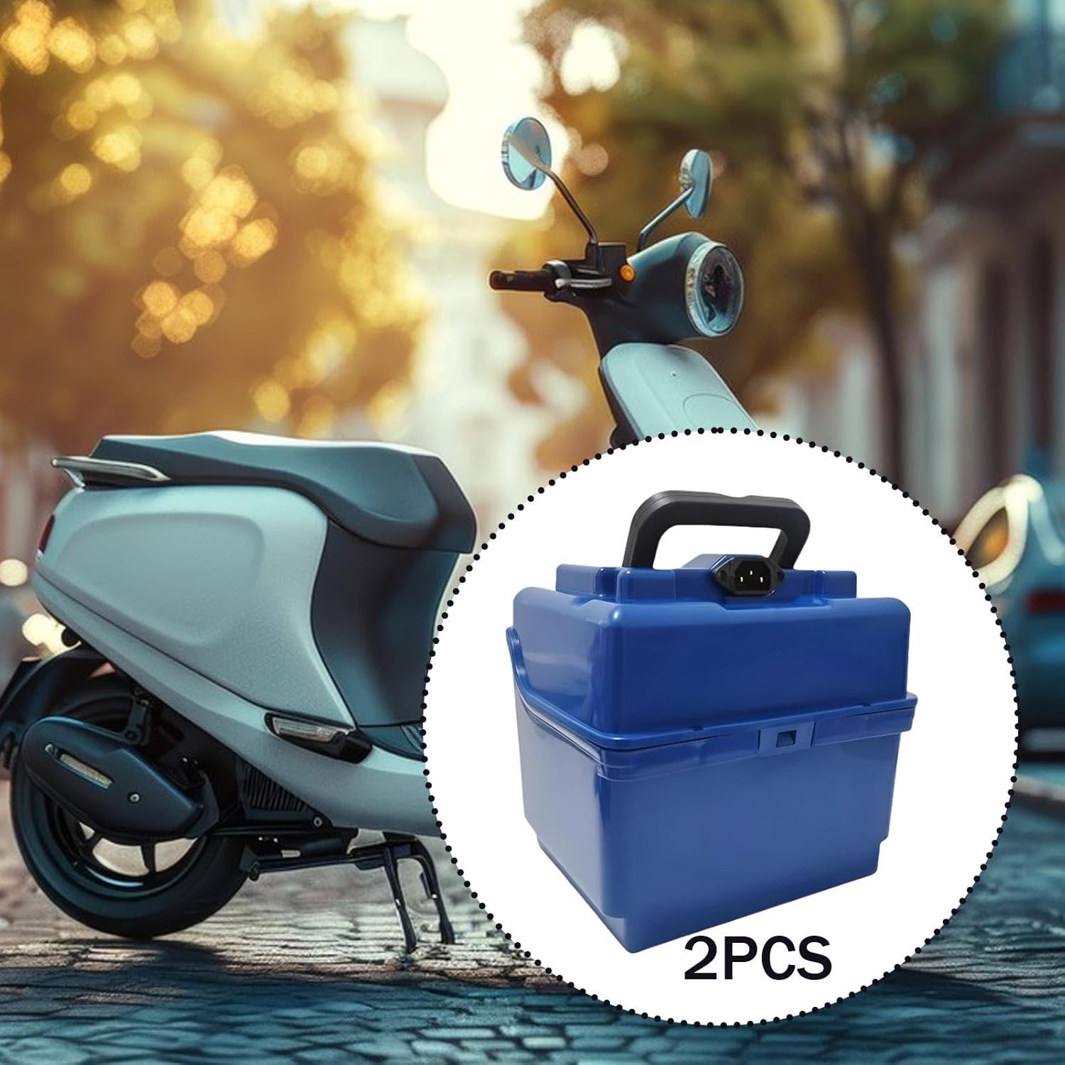 2 Pieces Electric Container Waterproof Accessory Universal Carry Case Storage Box Case for Tricycles, Blue