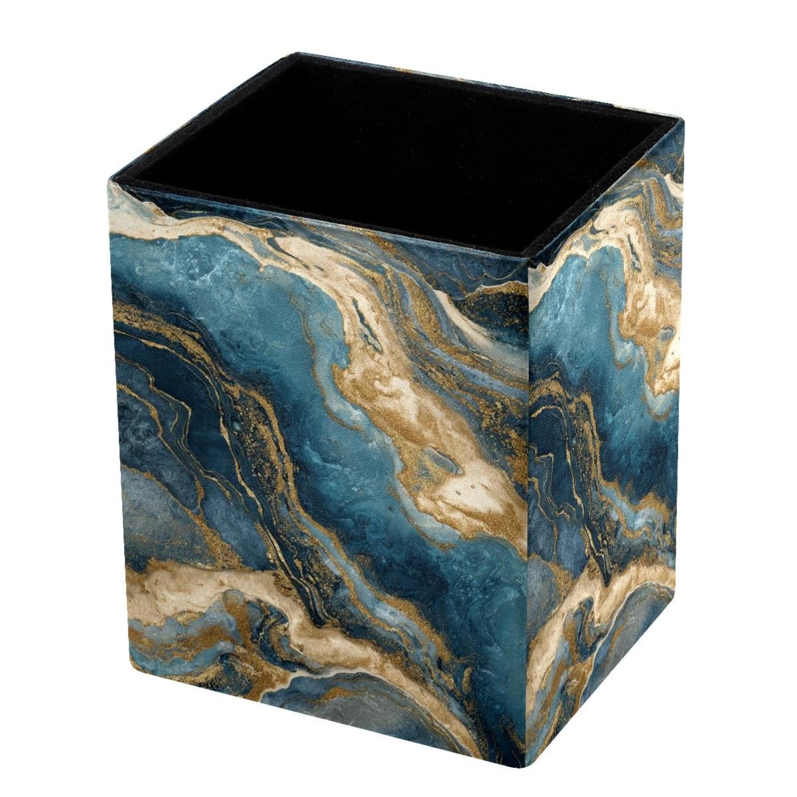 VAPOKF Pencil Holders for Desk, Marble Texture Printed Pen Holders Pen Pot Makeup Brushes Storage Desktop Stationery Supplies Organiser for Home Office