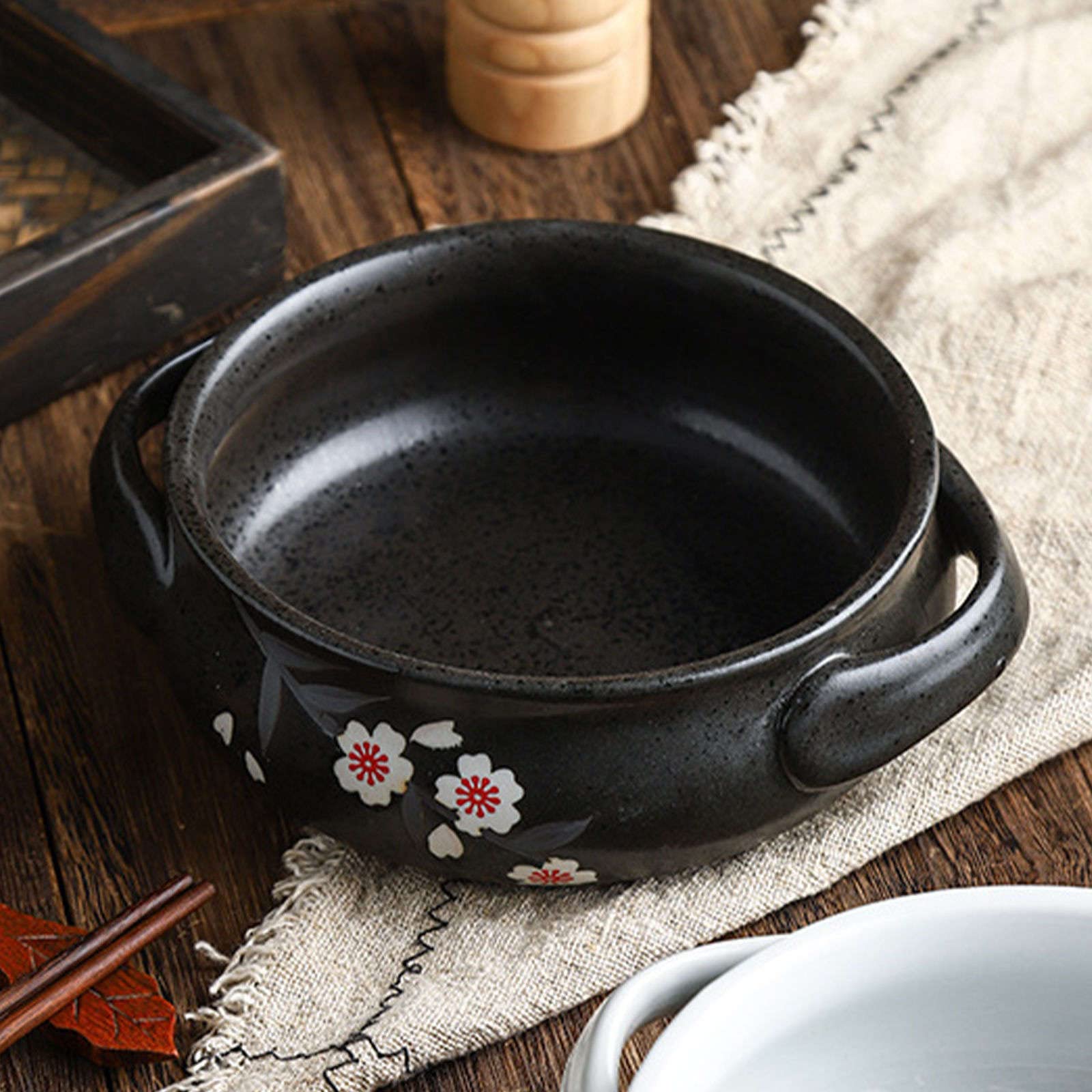 Cuenco para ensalada, cuencos para sopa, cuenco de cerámica con asa, cuenco de ramen de cerámica, cuencos Pho grandes, cuenco de sopa apto para microondas, cuenco de fideos Udon-conejo-23x20x7cm, 80