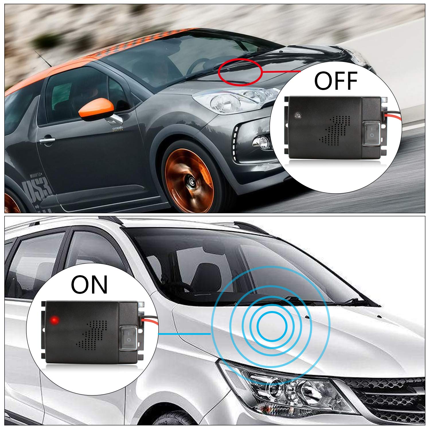 Etrogo Ultrasons Répulsifs Contre Rongeurs Martres Mouse Repeller pour Automobile Voiture Alimentation par 12V 24V Batterie 2 Pièces