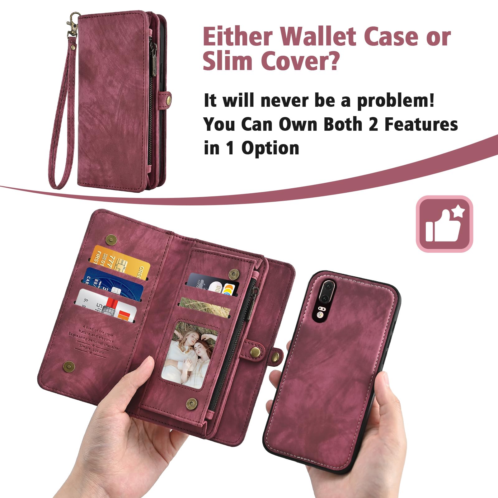 Asuwish Custodia per Huawei P20, con nastro, pellicola protettiva per carte di credito, pieghevole, in pelle, con fiori, supporto Hawaii P 20 20P EML-L29, custodia protettiva con chiusura lampo