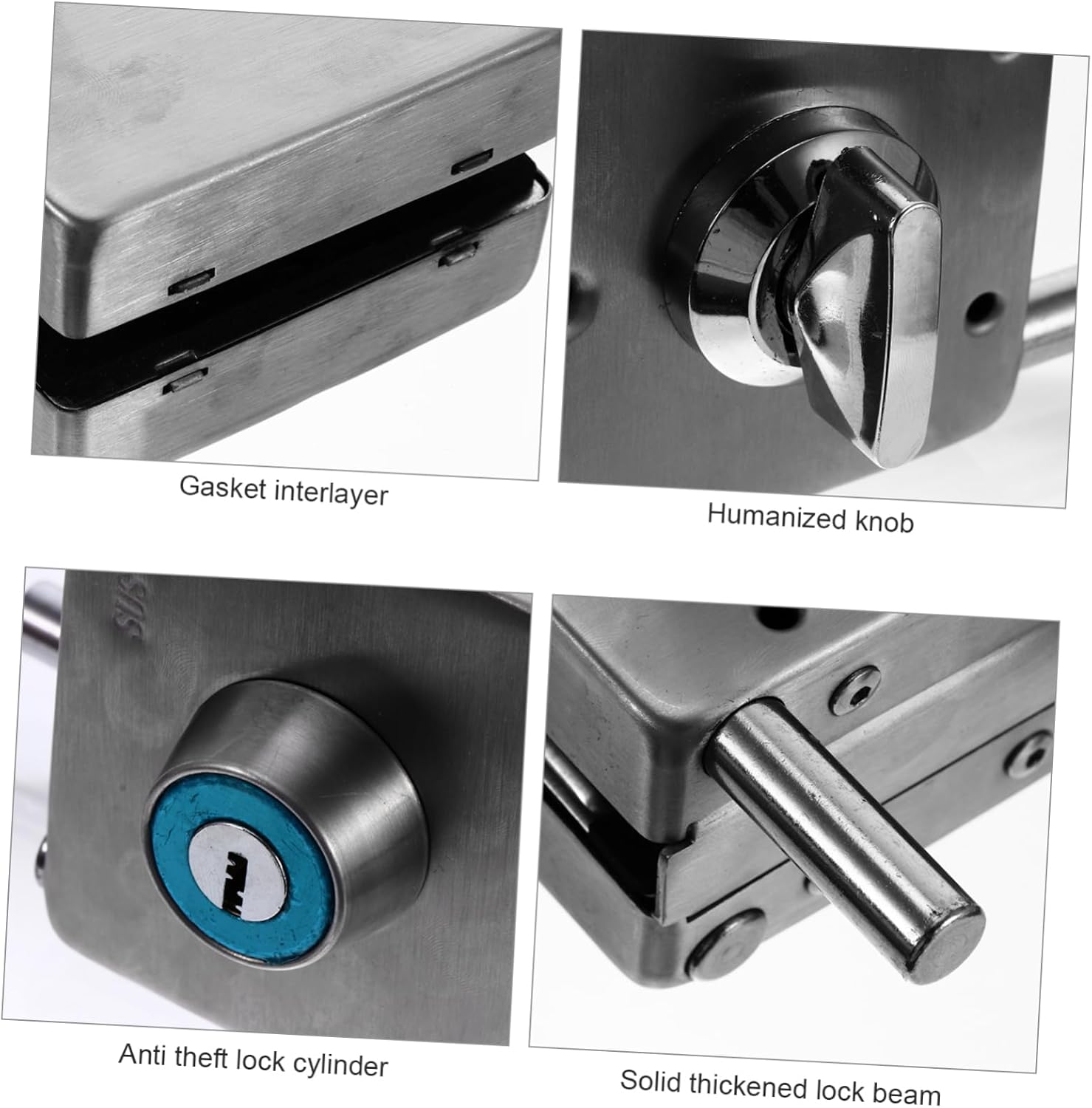 Homoyoyo Stainless Steel Glass Door Lock for Frameless Doors Easy to Install Polished Finish Secure Latching System for Home Use