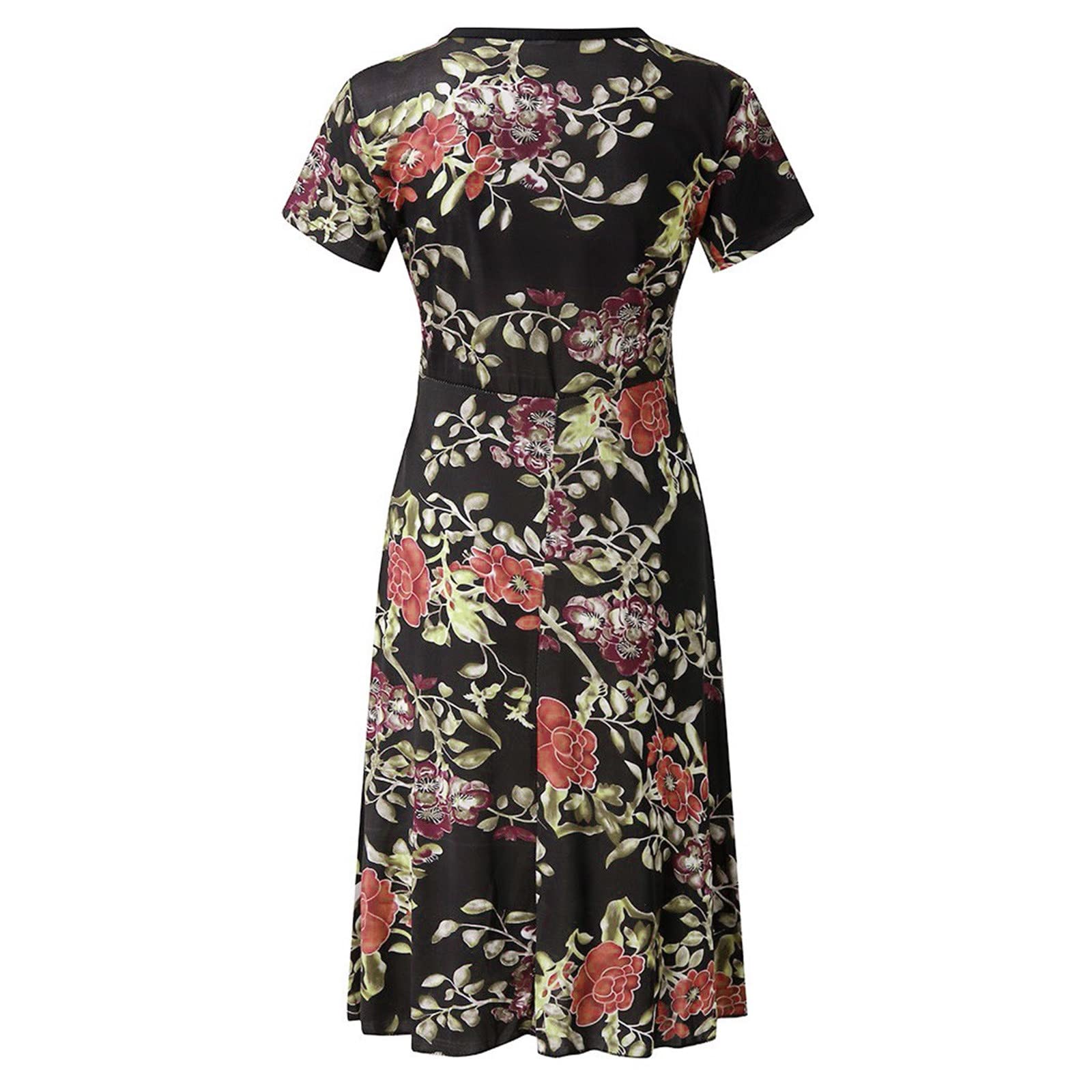 Dresses That Hide Belly Fat Women Fashion Summer O Neck Ankle Length Short  Sleeve Printing Long Dress (Black, XXL) : Amazon.ca: Clothing, Shoes &  Accessories