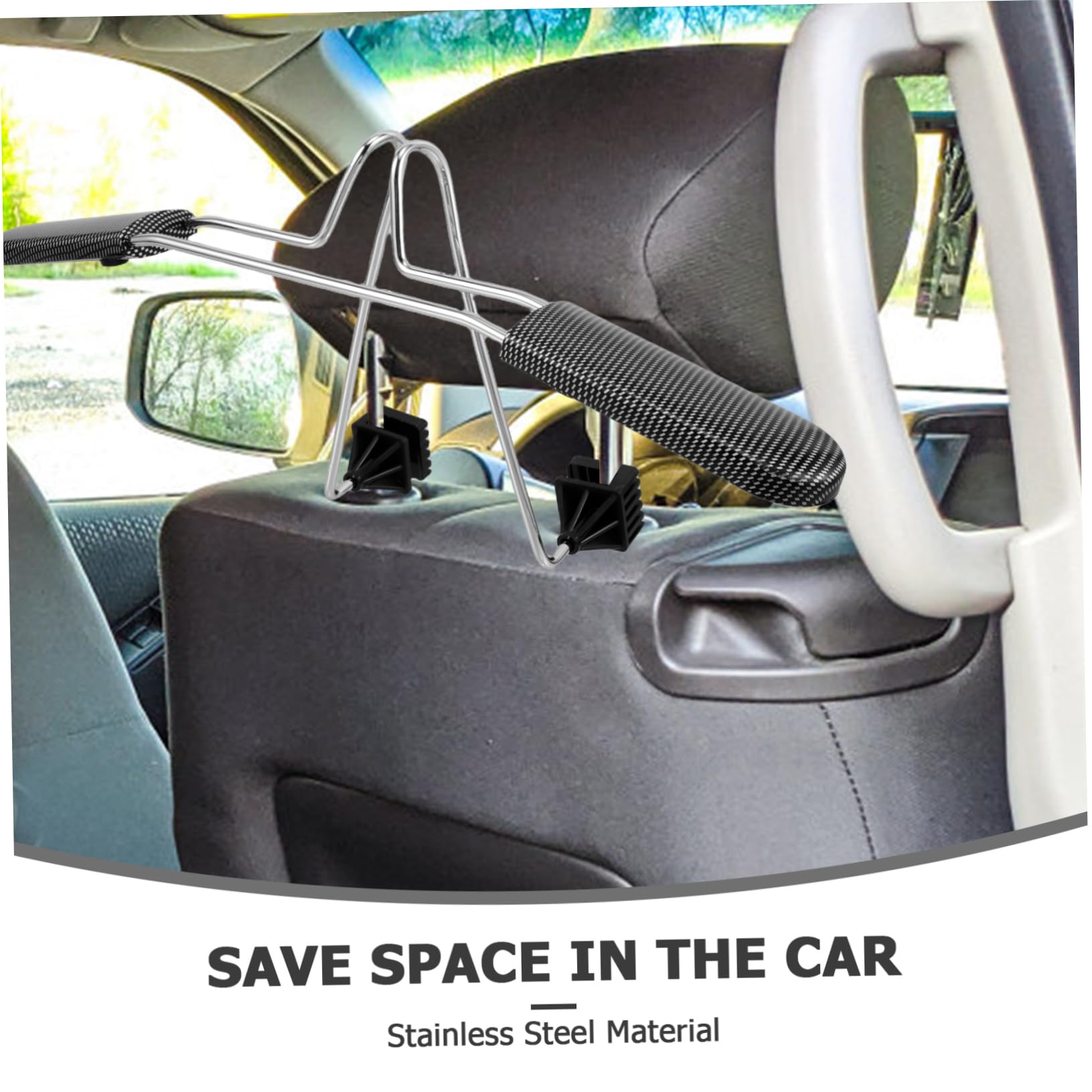 PRETYZOOM Gruccia per Auto in Acciaio Inossidabile, Appendiabiti per Poggiatesta, Salvaspazio, Regolabile 40-52cm, per Viaggi e Camicie