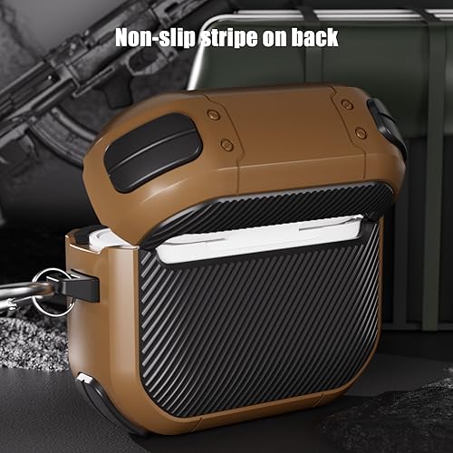 Miniatura 6 de Funda de camuflaje para AirPods Pro 2AirPods Pro 2023 Gen 2023 Gen, funda protectora de camuflaje rígida militar con mosquetón, marrón
