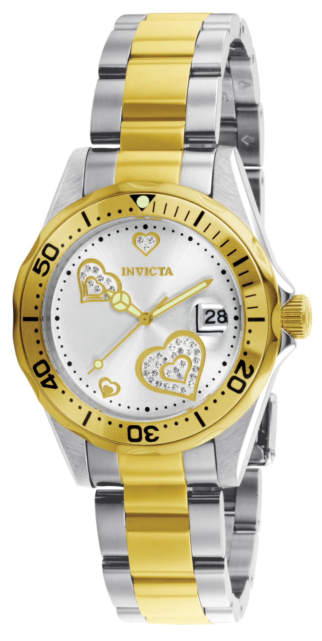 Women's Pro Diver Analog Display Japanese-Quartz Watch, Gold, Silver, Dial, Two Tone, Gold, 18 (Model: 12505, 12507)