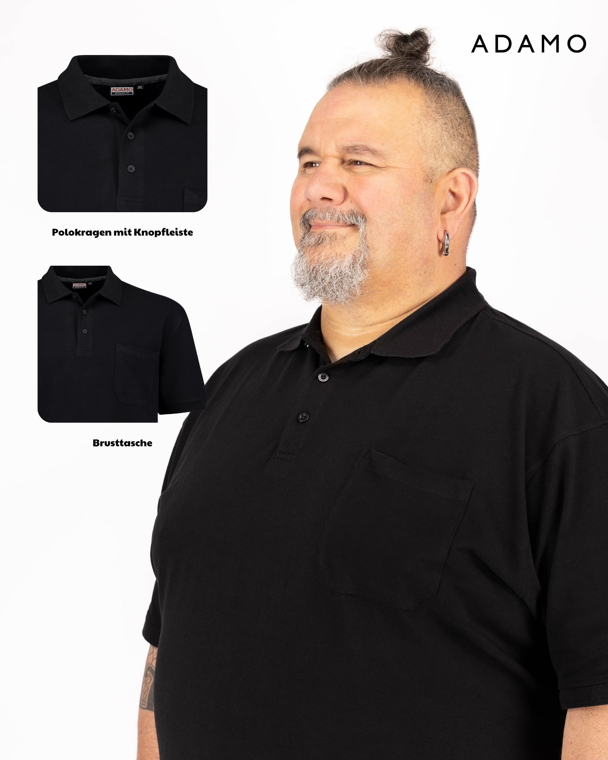ADAMO Kurzarm Polo Shirt Pique Qualität für Herren in großen Größen bis 10XL