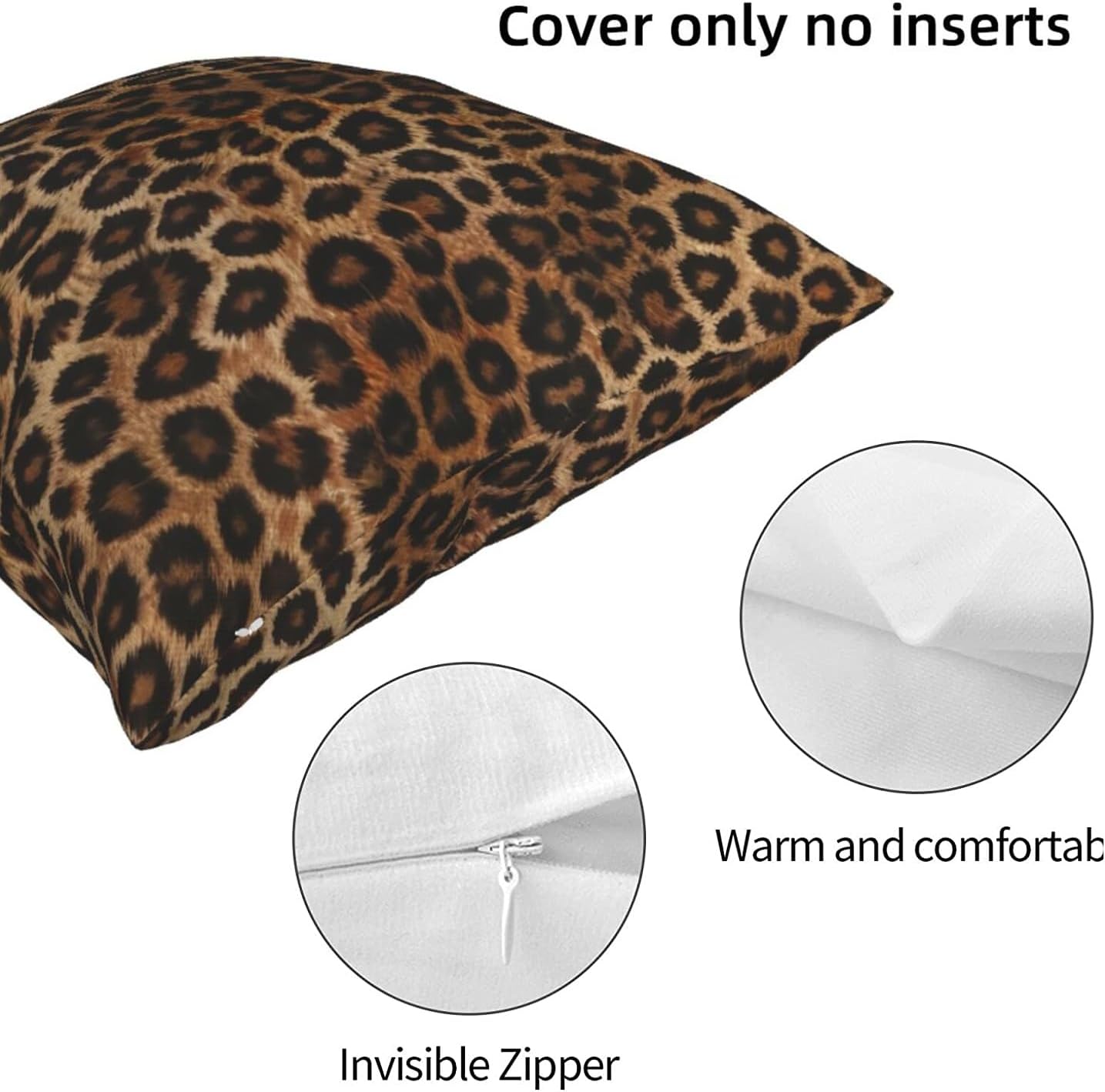 Cheetah Print Pillow Covers 20x20 Set of 2 Western Leopard Throw Pillows Cover Faux Animal Skin Decorative Square Cushion Case for Living Room Bedroom Sofa Decor - Image 3
