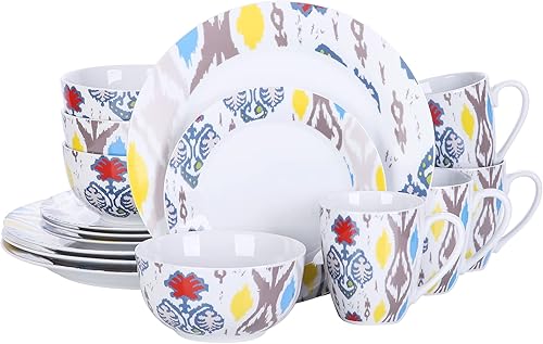 Miniatura 37 de VEWEET, Serie Fiona - Juego de vajilla de 30 piezas para 6 personas, blancos con rayas negras y grises, vajilla de porcelana de platos de postre