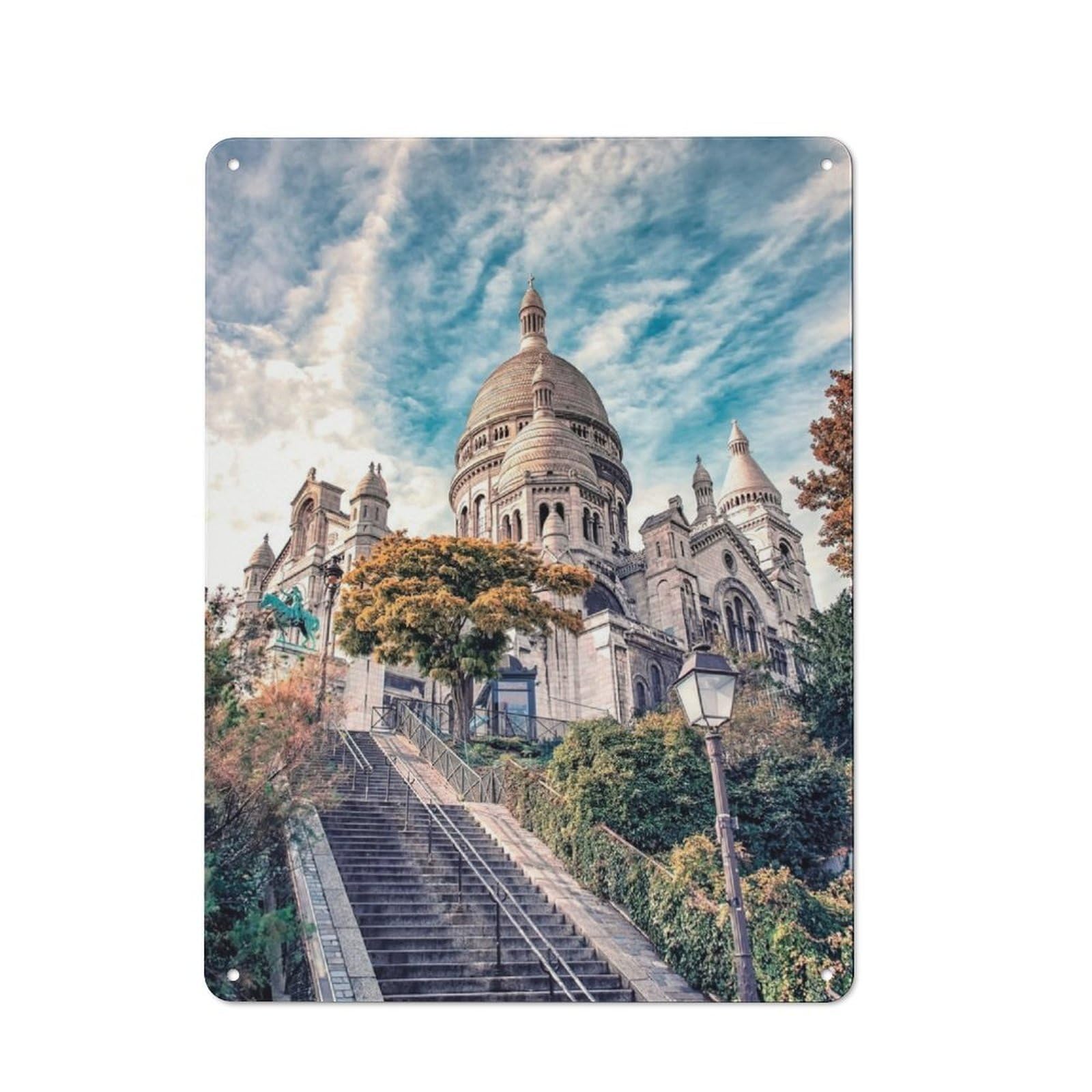 Junmoney Montmartre Vibes Retro Tin Wall Plaque 40X30cm Featuring For Pub Or Café, New-Space Wall Decor For Pub Decor Enthusiasts