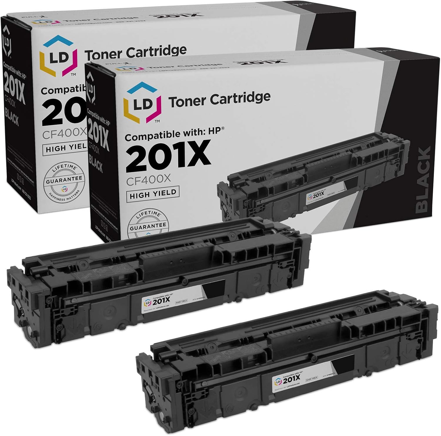 LD Products Compatible Toner Cartridge Replacement for (2-Pack, Black) HP 201X CF400X High Yield for use in Color LaserJet: M252dw, M252n, M277c6, M277n, MFP M277dw