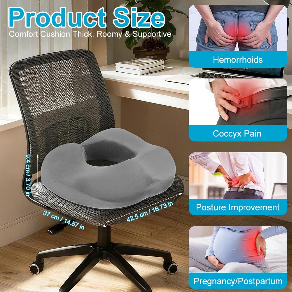 Poduszka do siedzenia, ortopedyczna, hemoroidy poduszka do siedzenia, ergonomiczna poduszka do siedzenia z pianki z pamięcią kształtu, do odciążenia podczas długiego siedzenia, pierścień do