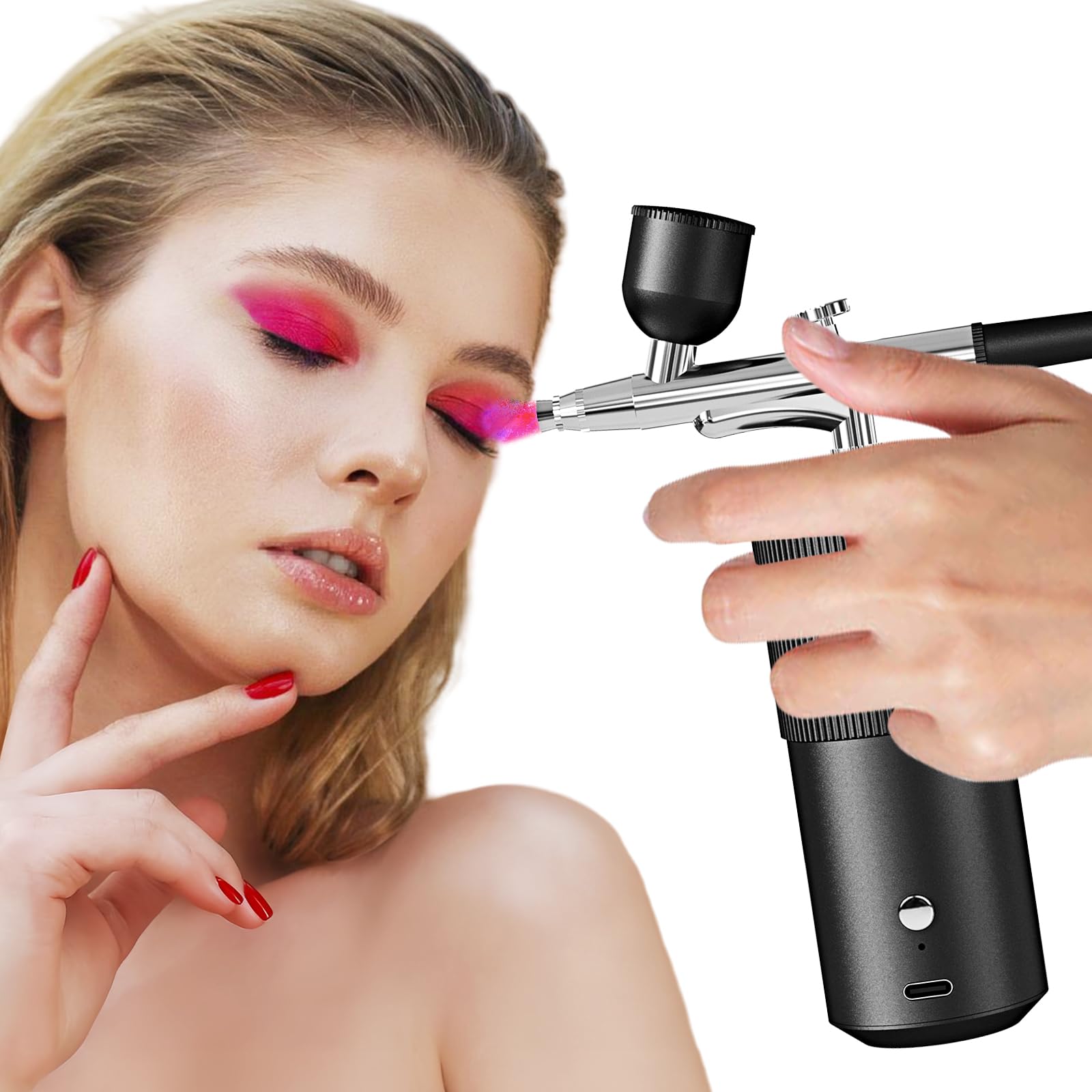 Set Aerografo, Kit Aerografo, Set Aerografo Senza Fili, Aerografo Con Compressore USB Ricaricabile, Kit Aerografo Con Compressore Per Pittura Di Modelli, Trucco, Barbiere, Decorazione Di Torte (Nero)