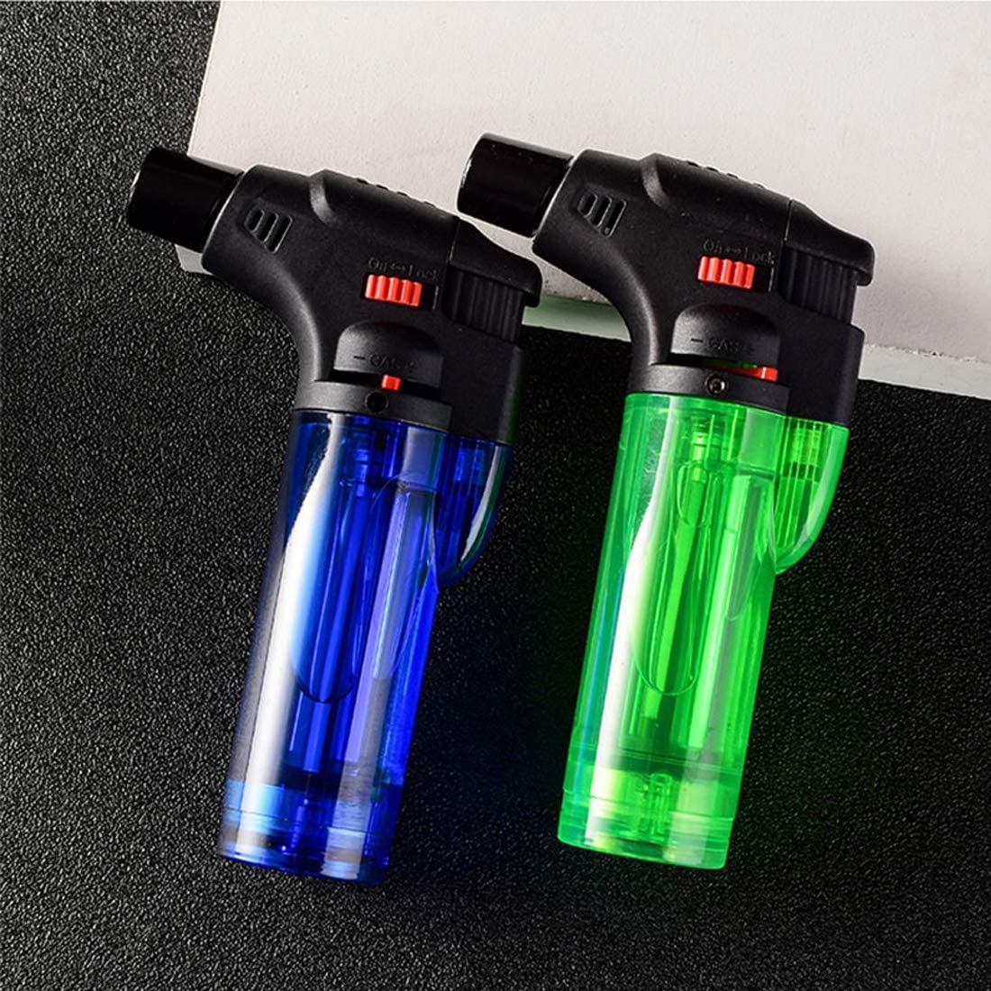 Plastic Stylish Butane Lighter Sharp And Small Jet Flame Refillable Cigarette Lighter Variation (Pack Of 2)